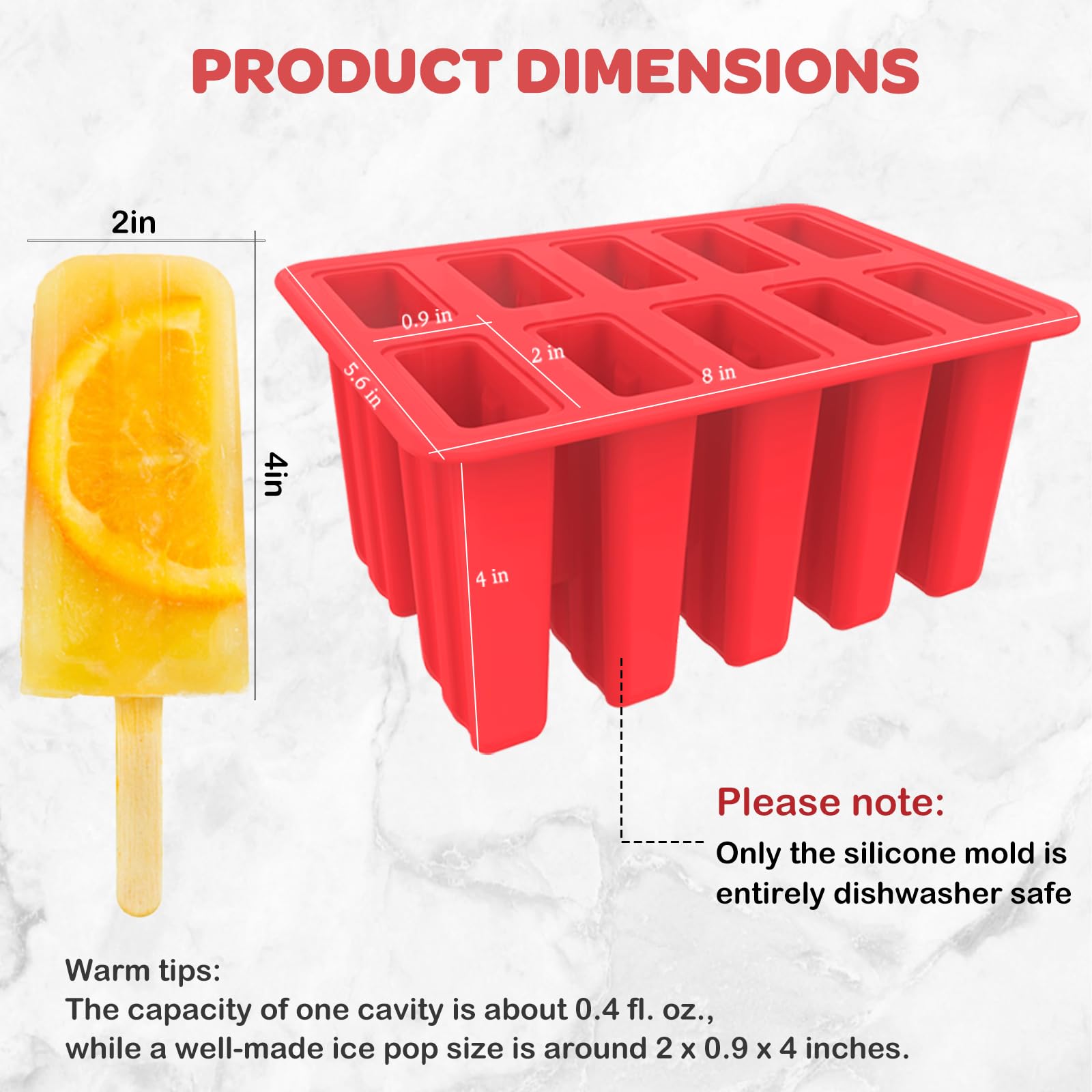 Miaowoof Homemade Popsicle Molds, 10-Cav Non-Bpa Silicone Ice Pop Maker, With 50 Sticks, 50 Bags, 10 Reusable Sticks, Funnel, Br