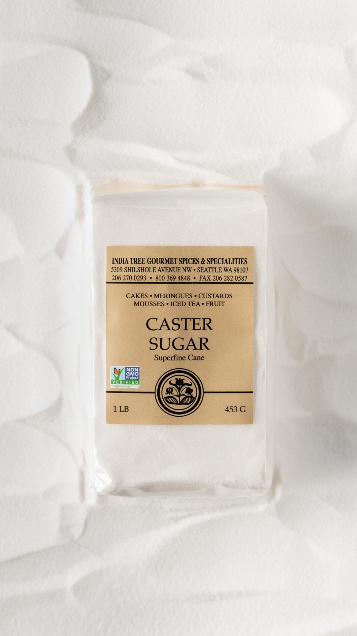 India Tree Superfine Caster Sugar, 1 lb Bag - Premium Baking & Dessert Sugar, Ideal for Sweet Treats