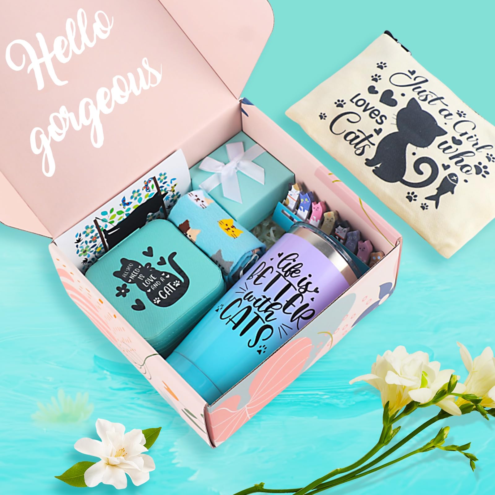 Cefanty Cat Lover Gifts For Women,Cat Mom Gifts Cat Themed Gift Basket Birthday Teacher Appreciation Valentine'S Day Mother'S Da