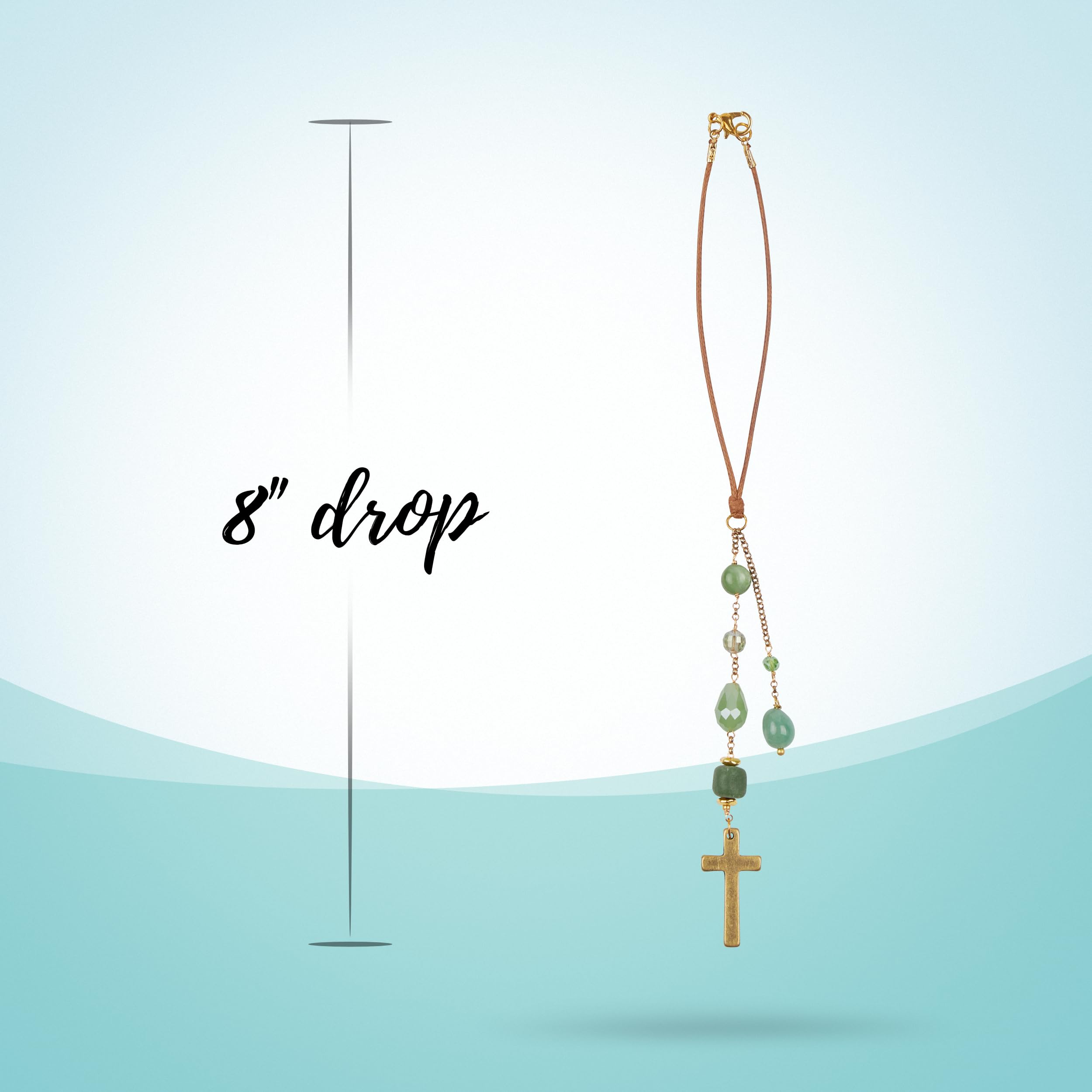 Akitai Rear View Mirror Tassel - Sun Catcher Rearview Mirror Charm and Green Tassel for Cars, Transforms Sunlight and Diffuses C