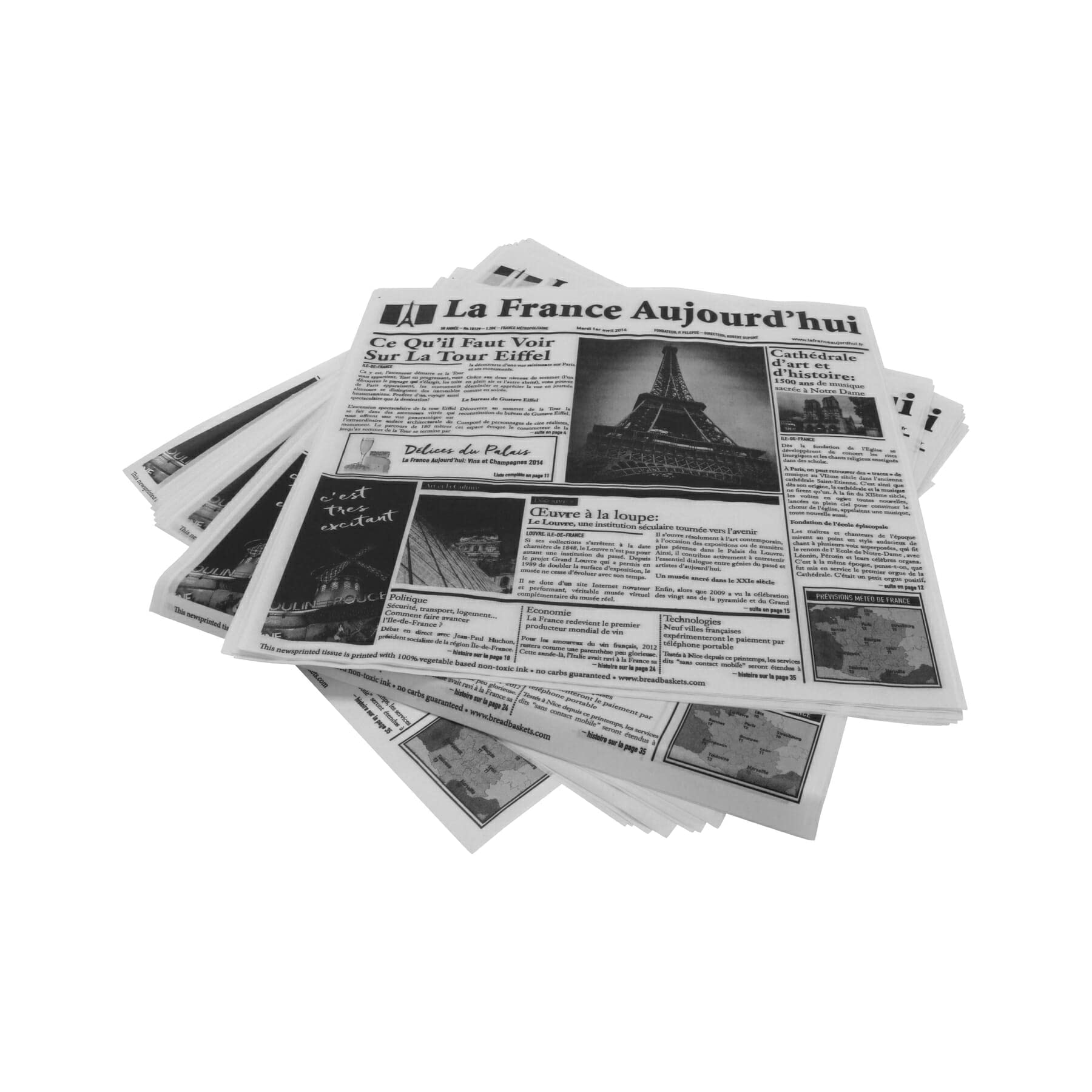 G.E.T. 4-TF1600 12 x 12 White Food-Safe French Newsprint Liner, Food Basket Liner, Deli Wrap, Clipper Mill (Pack of 1000)