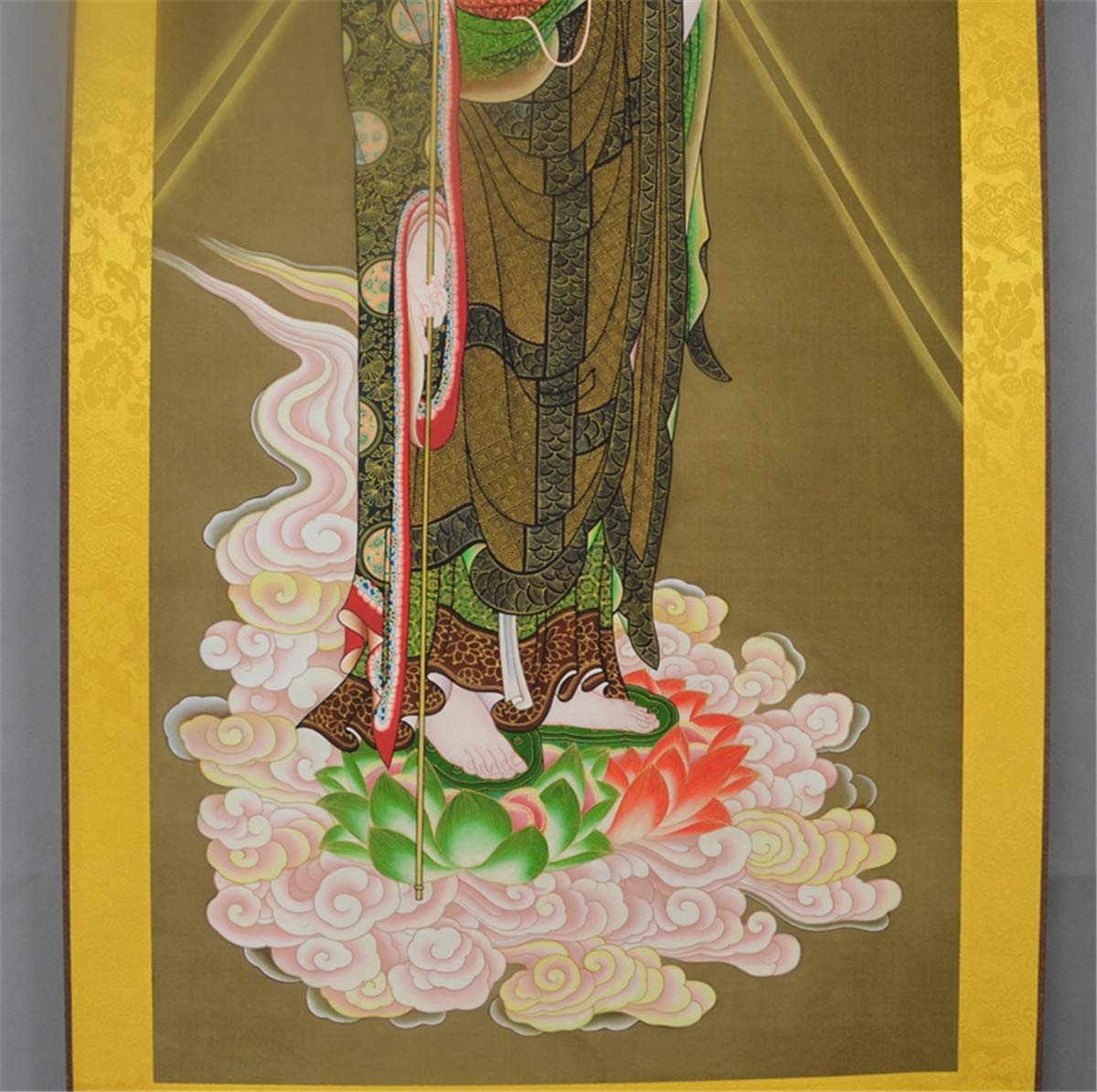 Zzooi Ksitigarbha Silk Hanging Painting Wall Art Hanging Scroll,Ksitigarbha Bodhisattva