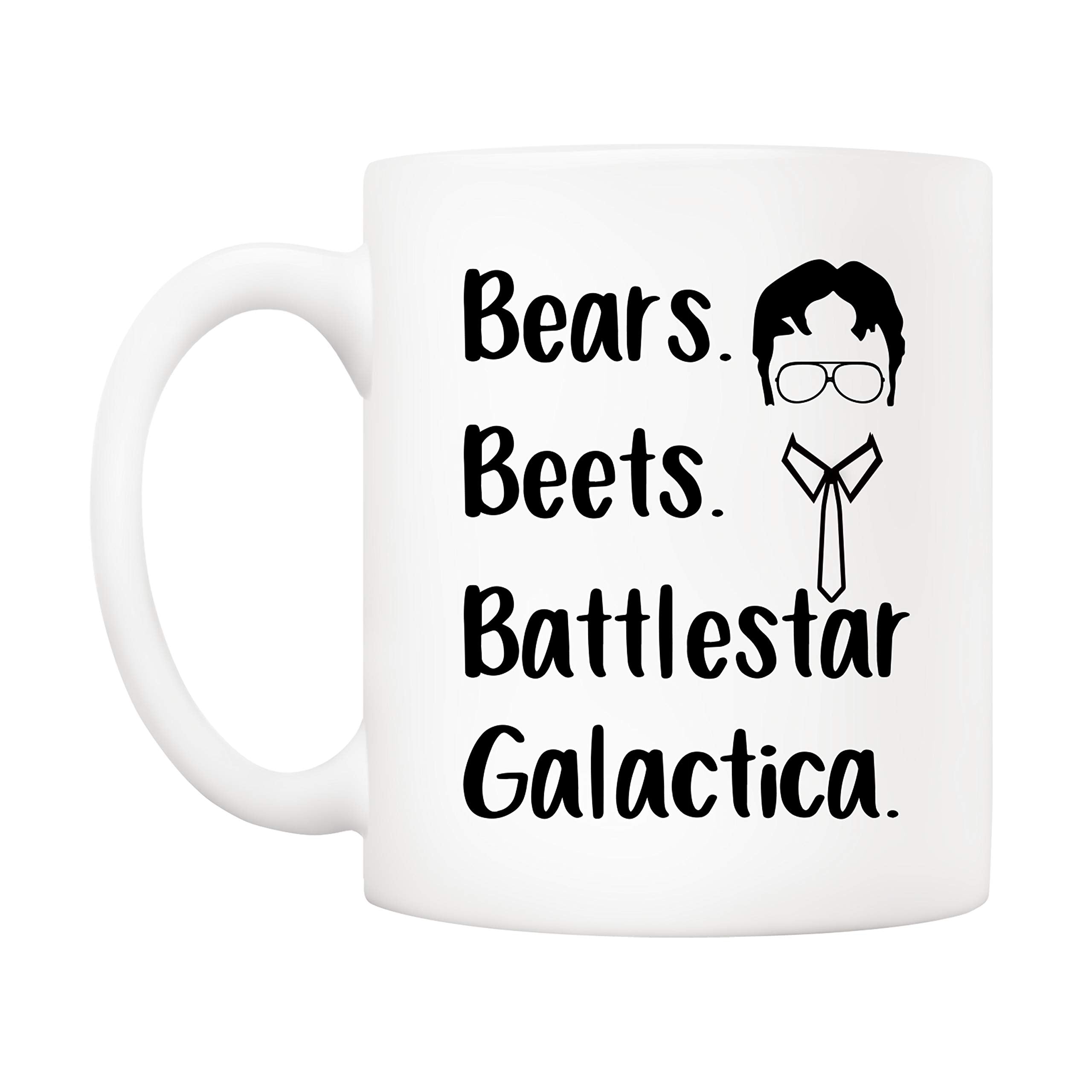 5Aup The Office TV Show Funny Coffee Mug for Dwight Schrute Fans, Bears Beets Battlestar Galactica Office Cup, 11 Oz