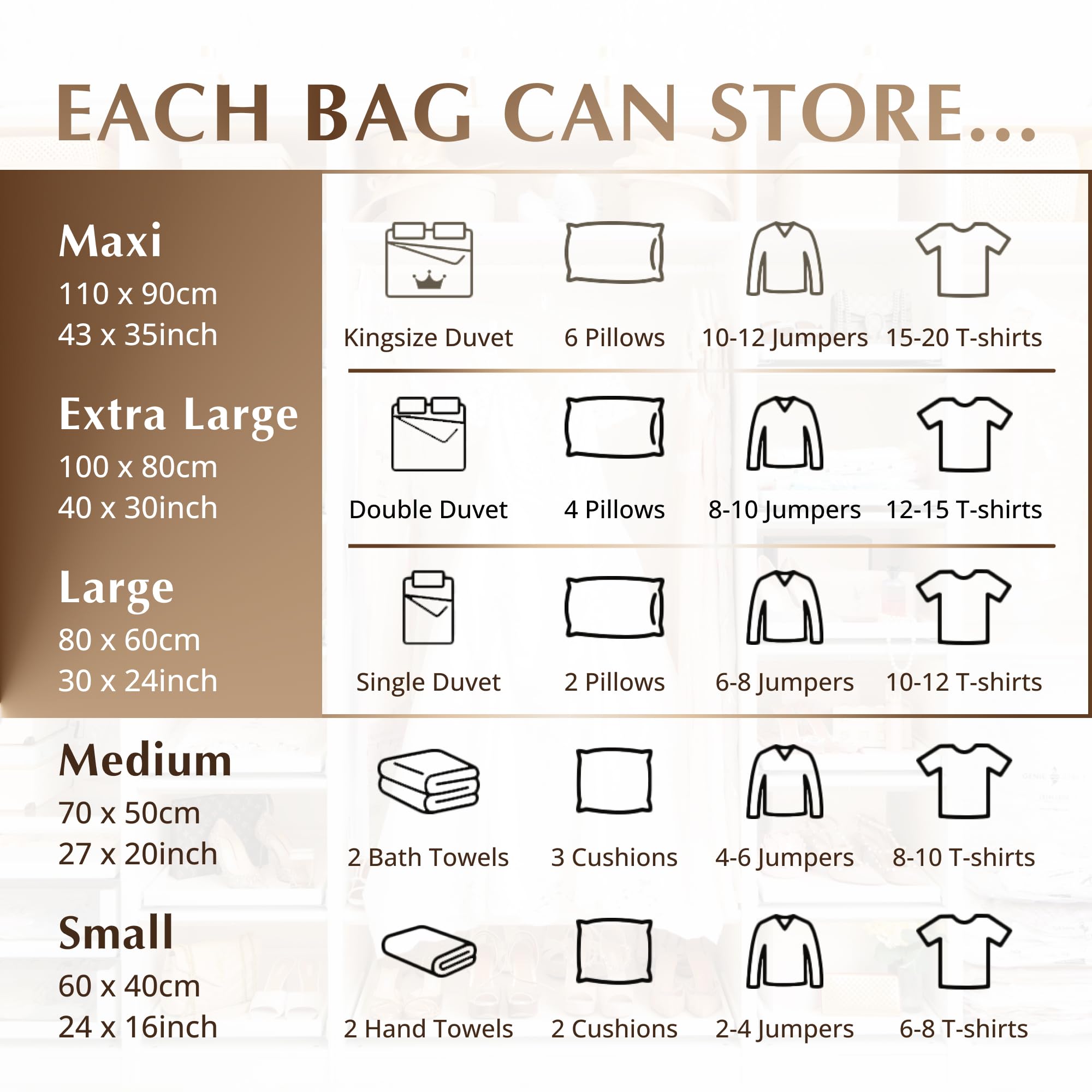 Genie Space - Incredibly Strong Premium Space Saving Vacuum Bags Storage | Variety 5 Pack (1Mx+2Xl+2L) | Airtight & Reusable | C