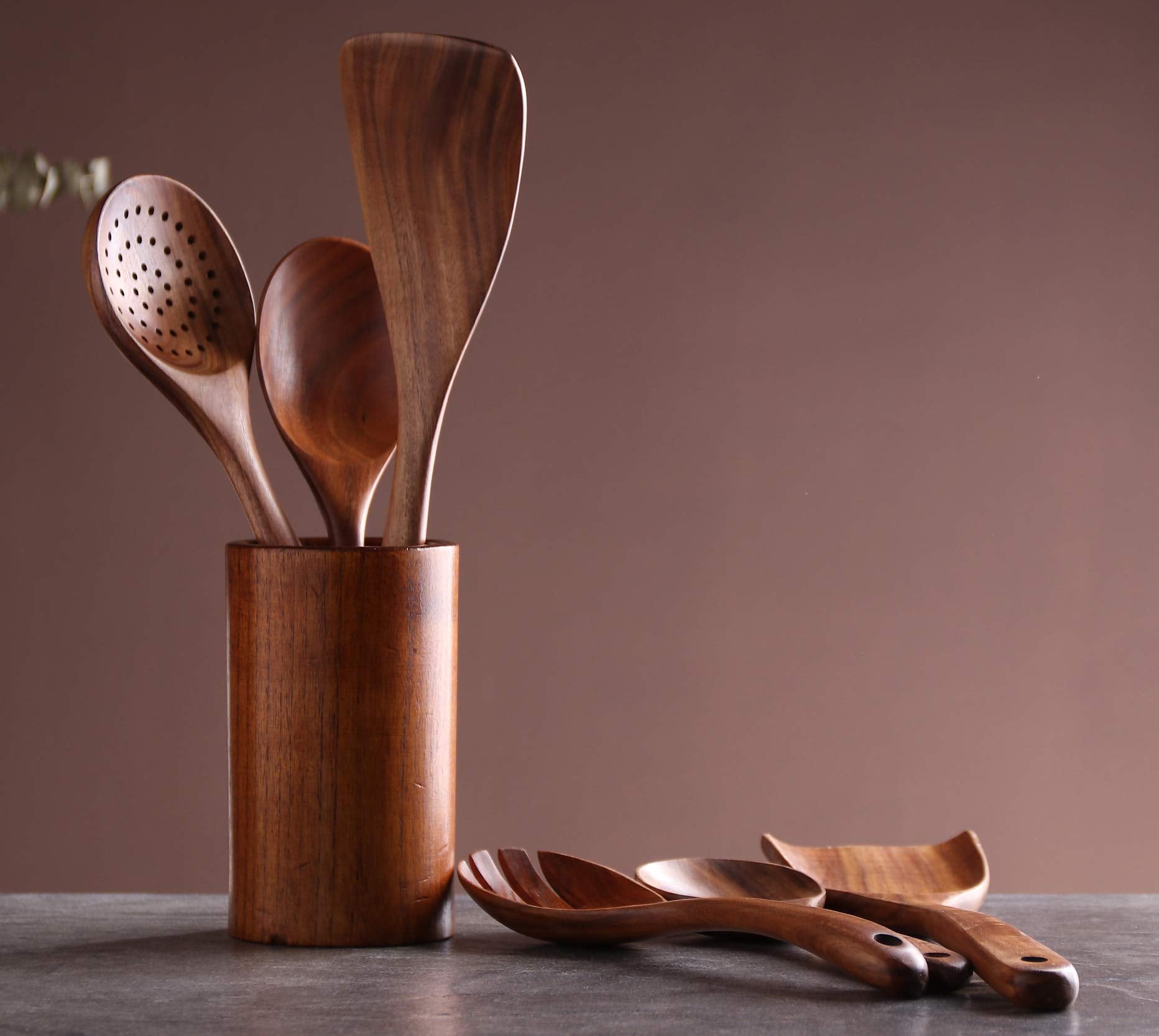 Kitchen Utensils Set, Nayahose Wooden Spoons For Cooking Non-Stick Pan Kitchen Tool Wooden Cooking Spoons And Wooden Utensil Sto