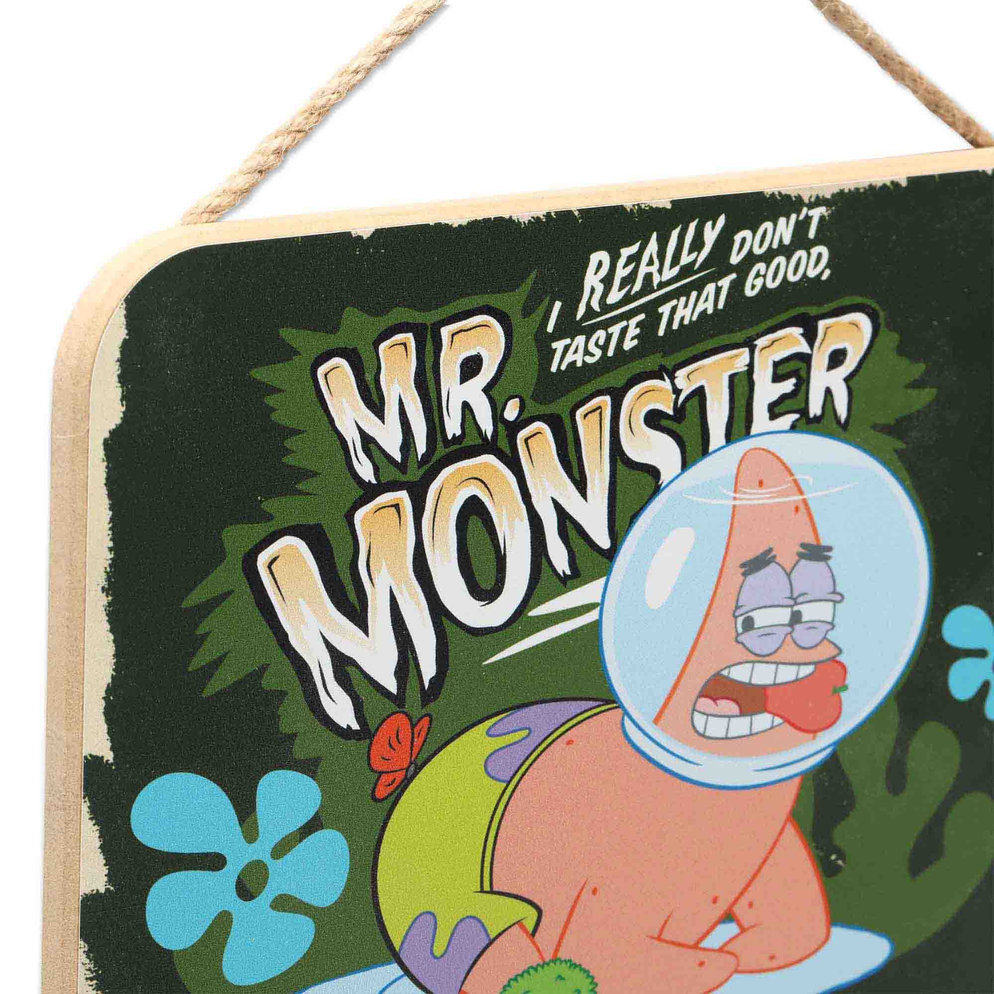 Nickelodeon SpongeBob SquarePants Patrick Star Mr. Monster Hanging Wood Wall Decor - Funny SpongeBob Sign for Home Decorating