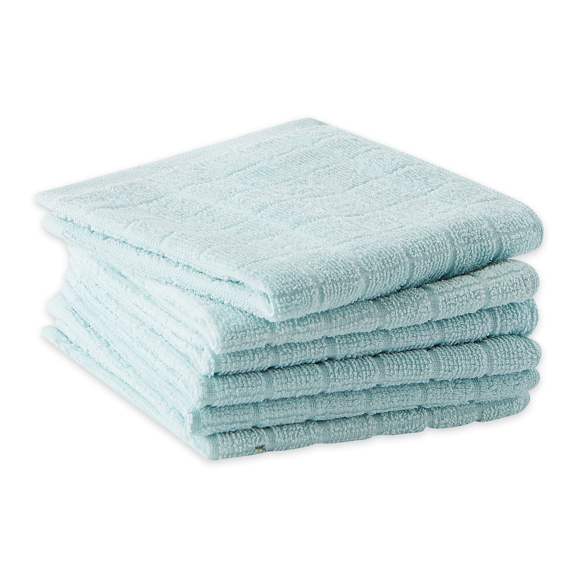 Dii Basic Terry Collection Solid Windowpane Dishcloth Set, 12X12, Robin'S Egg Blue, 6 Count