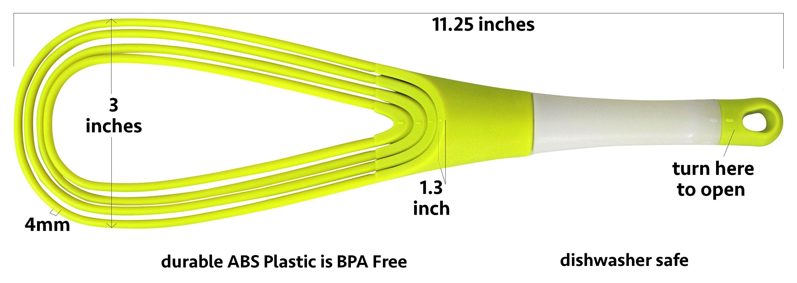 Iconikal 12-Inch Collapsible 2-In-1 Balloon/Flat Whisk, Green