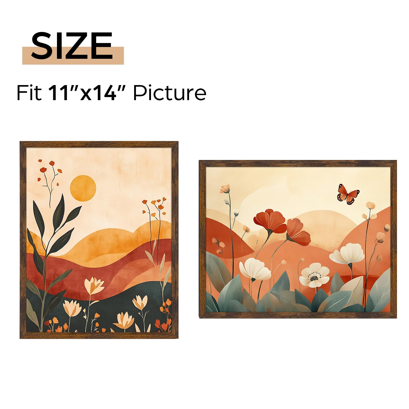 Giftgarden 11x14 Picture Frame Rustic Brown, 11 by 14 Thin Photo Frame for Wall Tabletop Display, Single