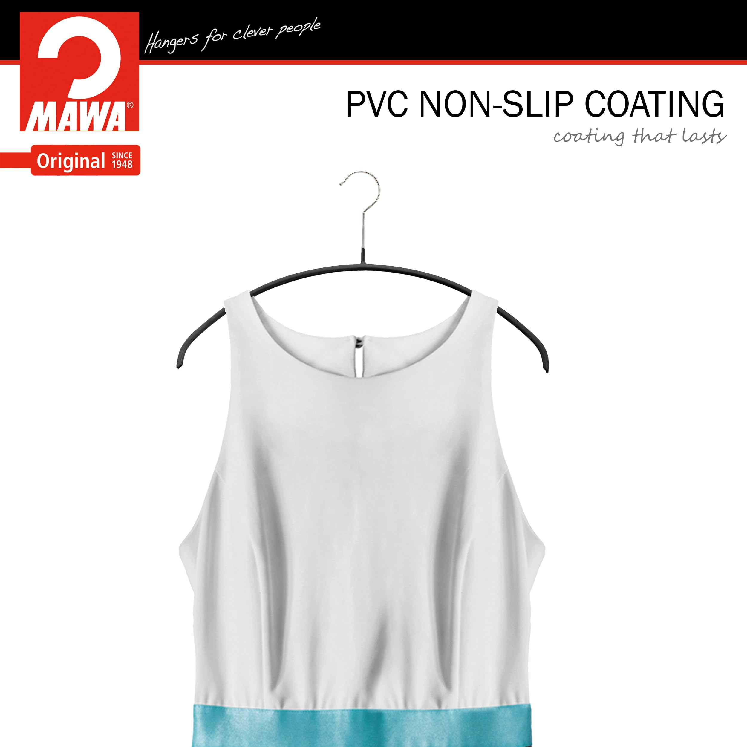 Mawa By Reston Lloyd Euro Narrow Clothing Hangers, Black, Set Of 10