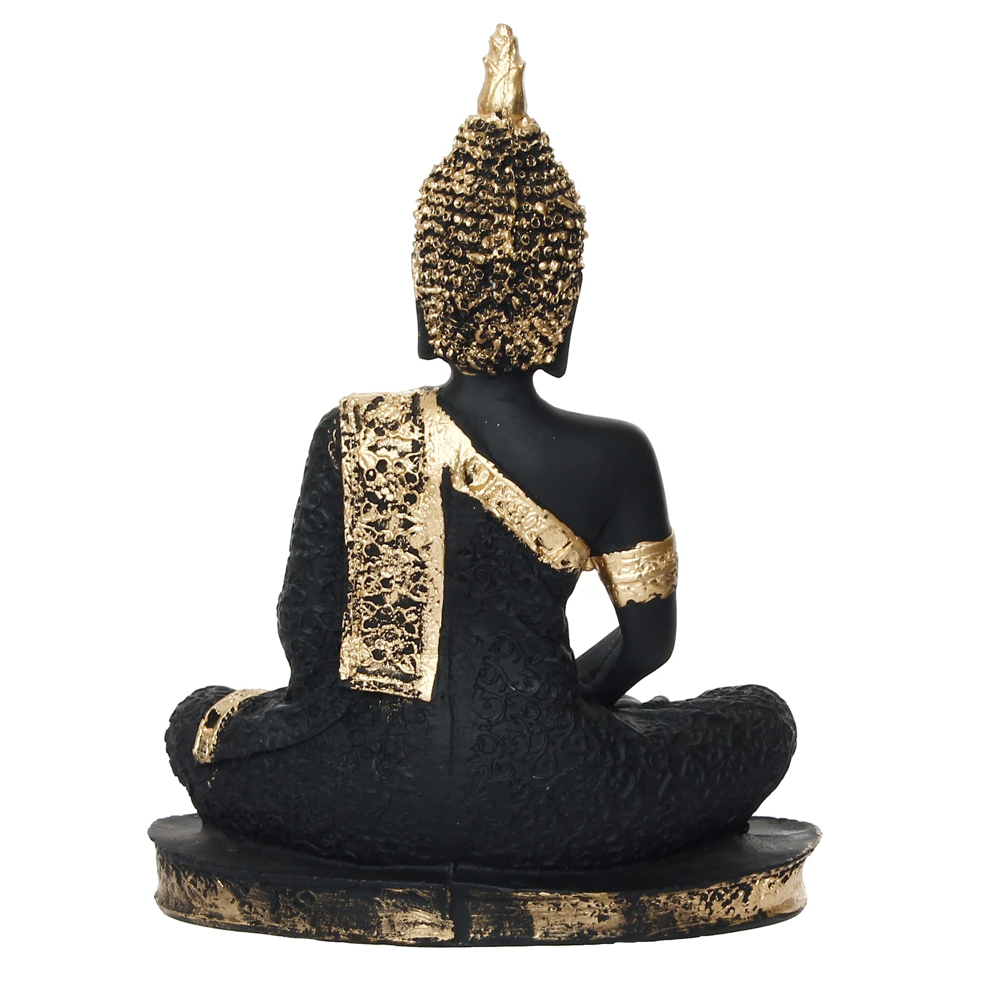 Ecraftindia Golden Black Resin Handcrafted Meditating Lord Buddha Idol For Home Decor - Gautam Buddha Statue For Living Room Off