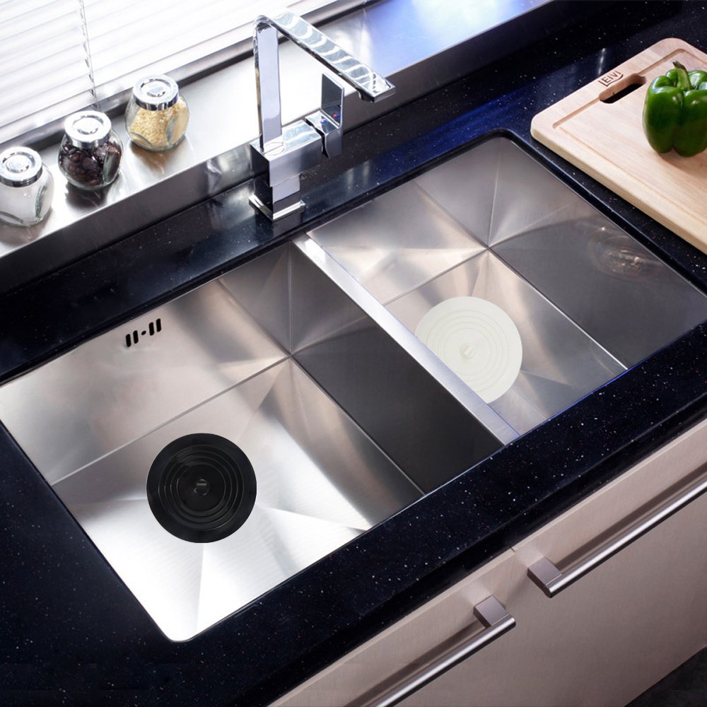 V-Top Tub Stopper 2 Pack, 6 Inches Large Silicone Drain Plug Hair Stopper Flat Suction Cover For Kitchen, Bathroom And Laundry