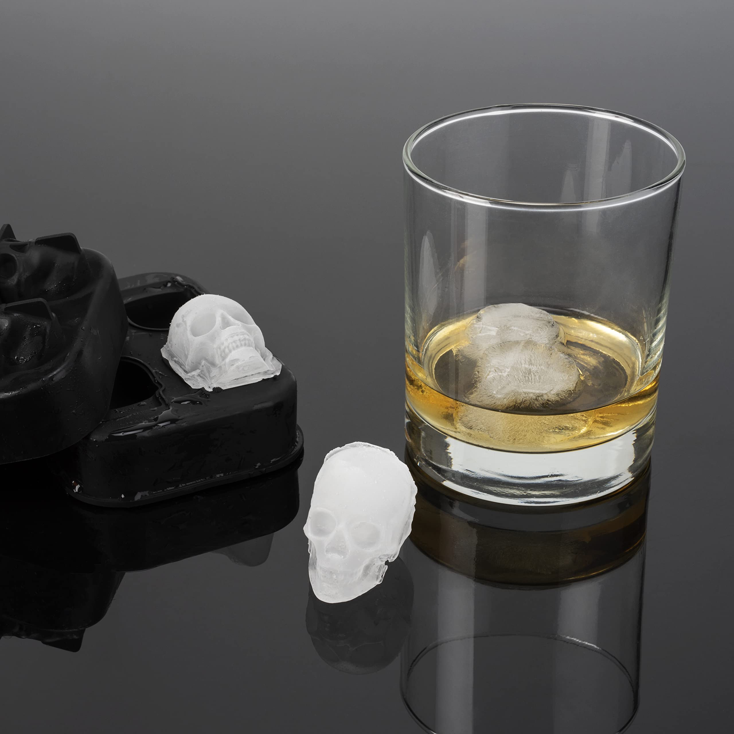 Foster & Rye Skull Ice Mold, Silicone Ice Tray, Black, Novelty Ice Mold, Food-Safe Silicone, Dishwasher Safe