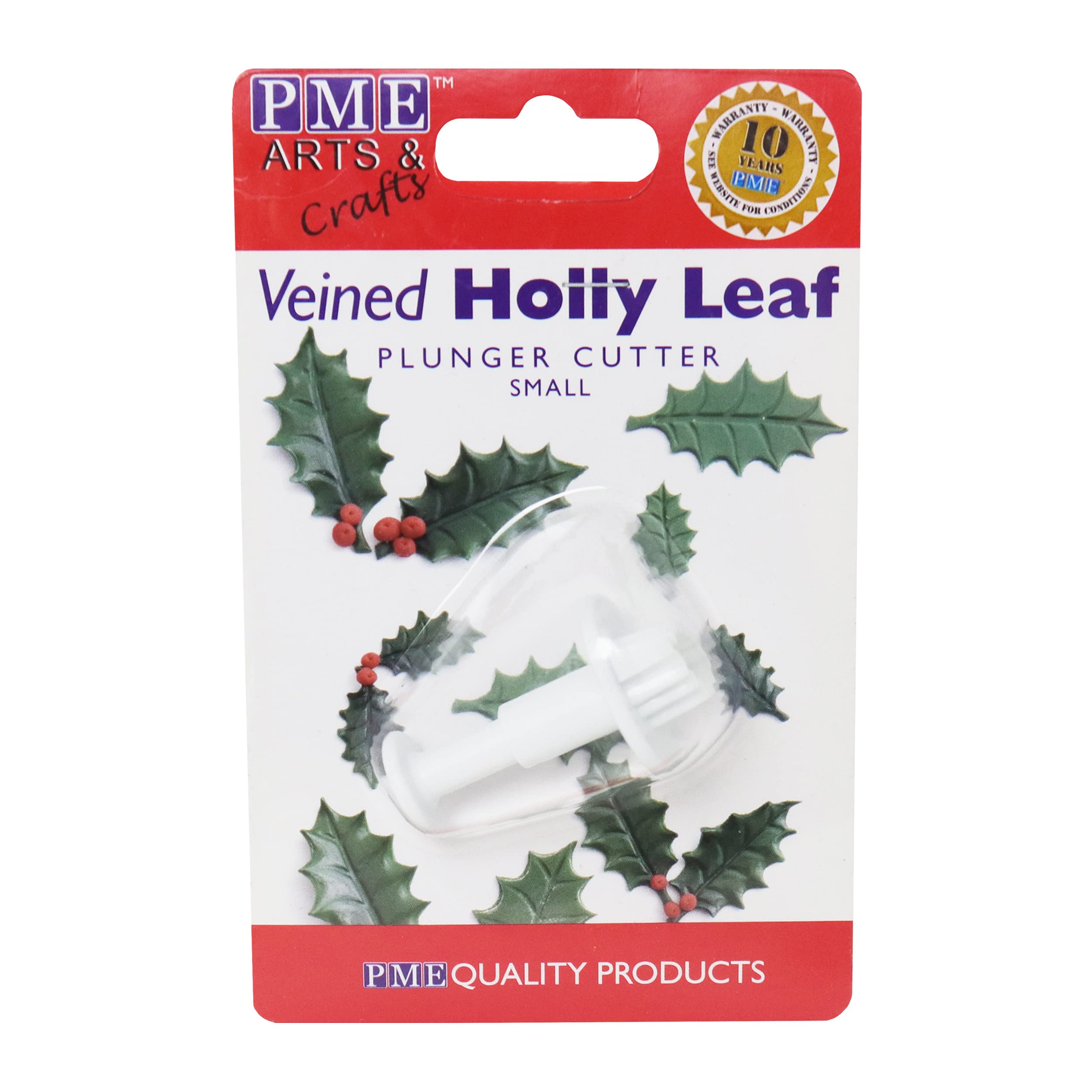 PME Small VEINED HOLLY LEAF Plastic Icing Cut Out Plunger Cutter Sugarcraft Cake