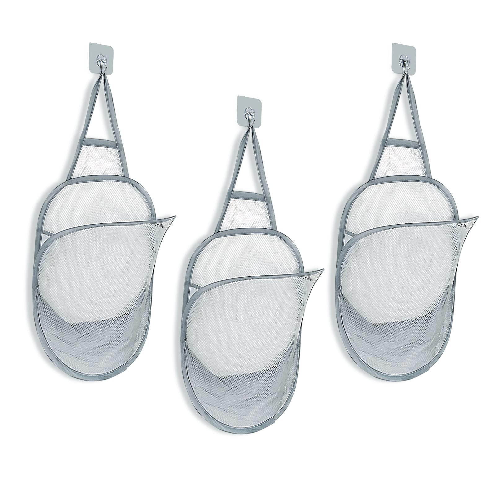 3 Pieces Hanging Laundry Hamper Foldable Mesh Hamper Dirty Cloth Basket With Carry Handle Door Net Hampers For Store Cloth, Toy,