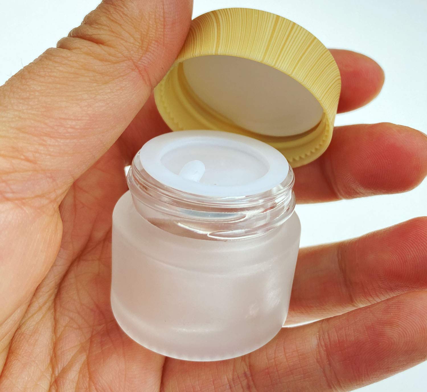 Happyupcity 3 Pcs 10G Translucent Frosted Glass Empty Refillable Cosmetic Cream Bottle With Screw Lid And Liner Balm Lotion Stor