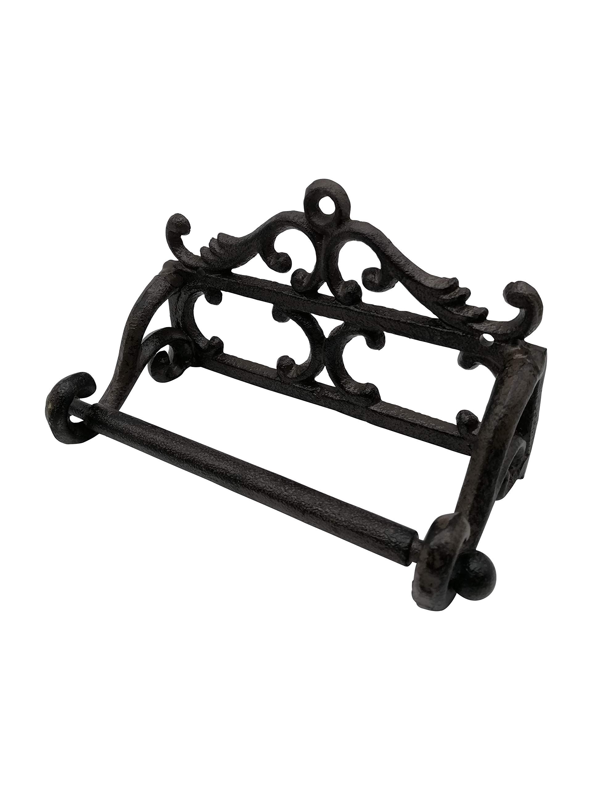 Comfy Hour Antique And Vintage Ocean Collection Cast Iron Tissue Holder, Toilet Paper Holder, Aged Old Fashioned Black