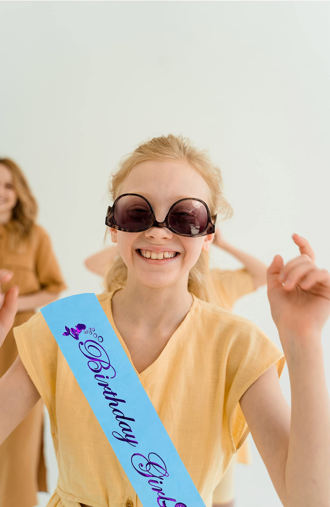 Mermaid Birthday Girl Sash For Women,Blue Satin Purple Glitter Foil Sash,Happy Birthday Princess Party Decorations Gifts,Women'S