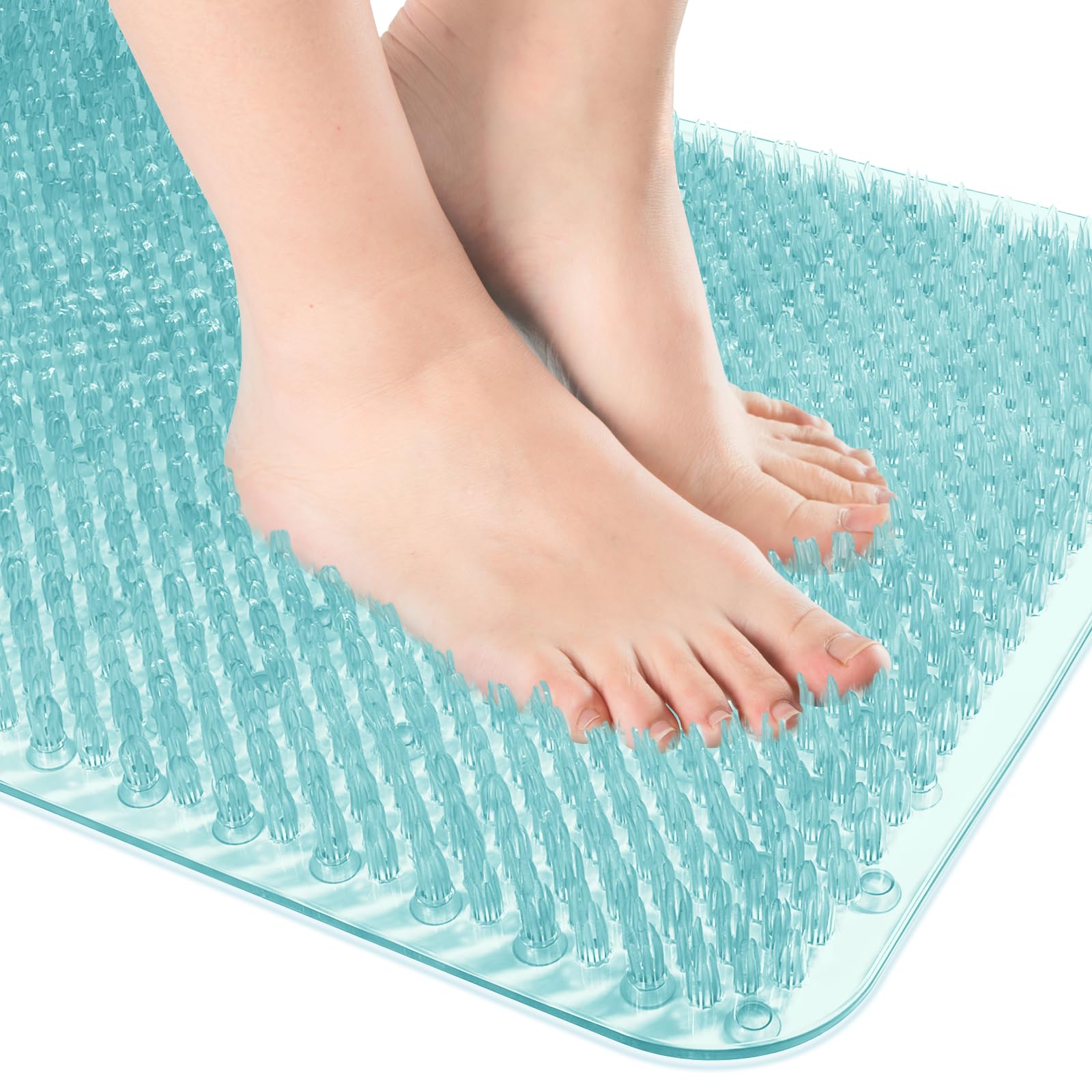 Othway Non Slip Grassy Bathtub Mat : 25.6X13.4 Inches Sturdy But Soft Bath Mat_Quick Drain Shower Floor Mat With Soft Bristles F