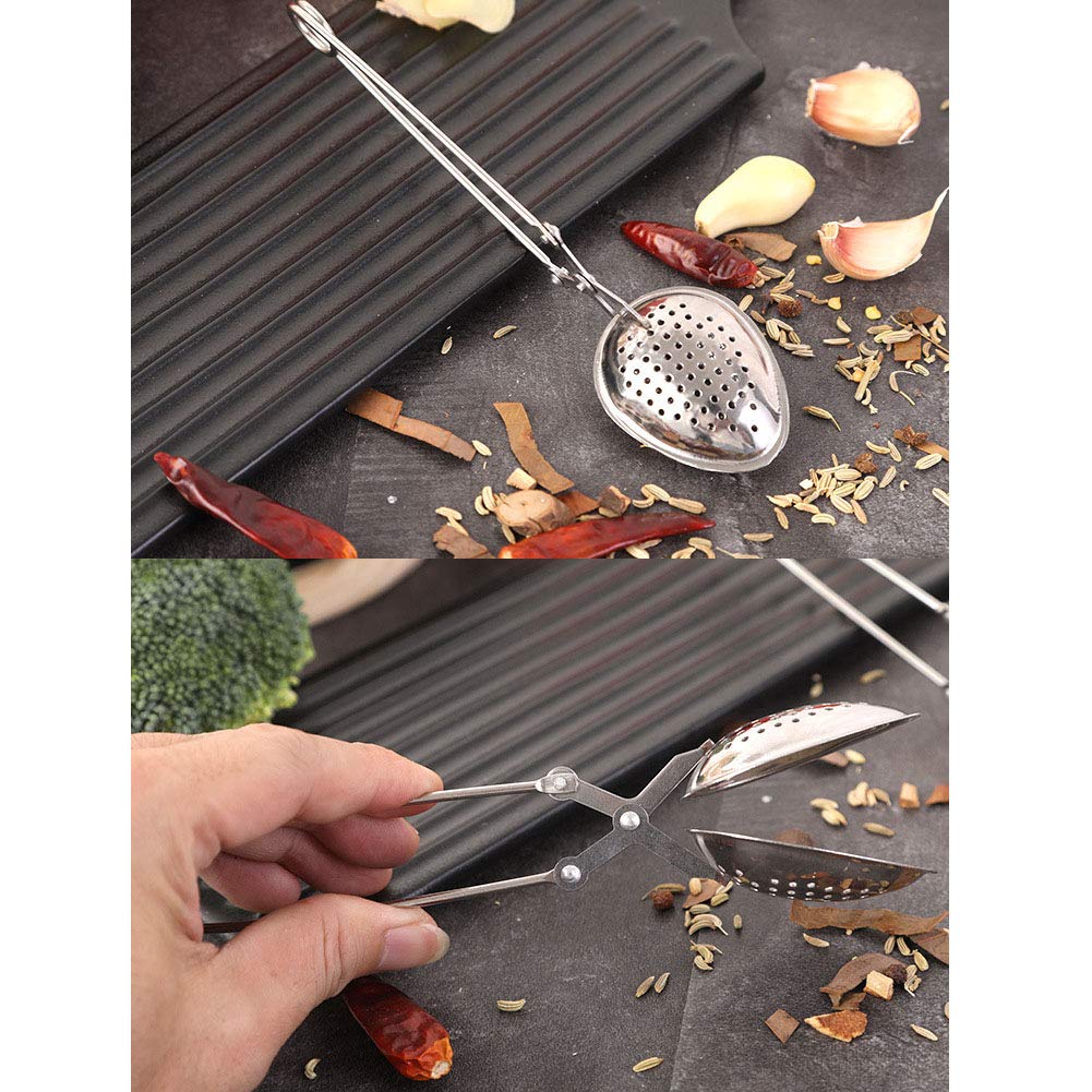 Tegg Tea Infuser 2Pcs Stainless Steel Leaves Shape Spices Snap Spoon Tea Filter Strainer With Long Handle For Loose Leaf Tea And