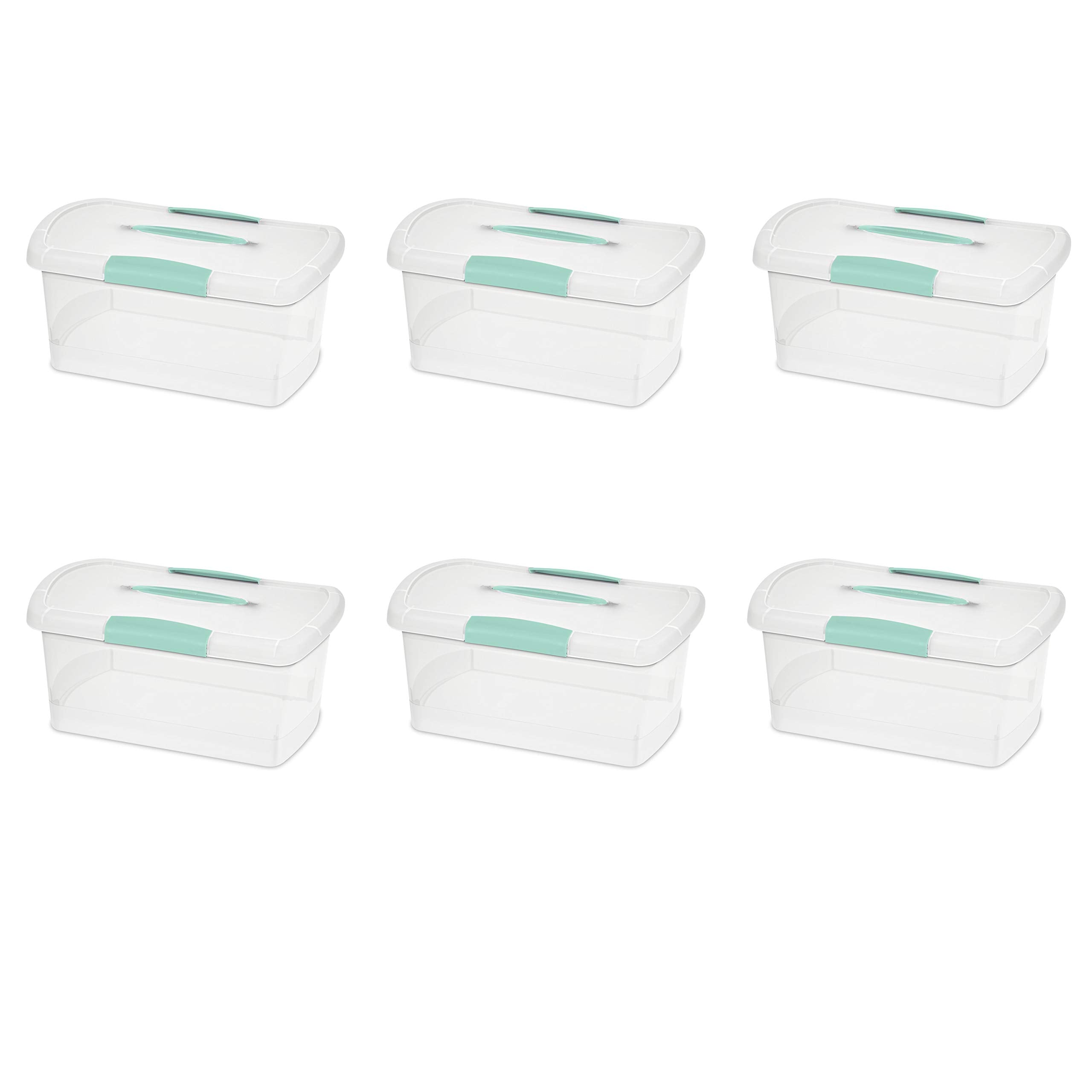 Sterilite Medium Nesting Showoffs, Stackable Small Storage Bin With Latching Lid And Handle, Plastic Container To Organize Home,