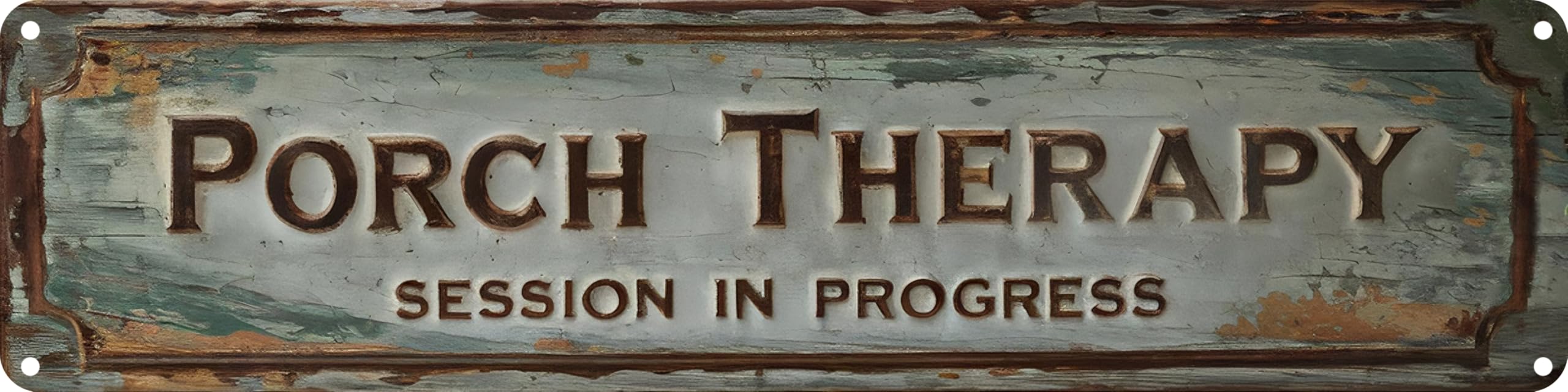 FWBOYSV Porch Therapy Metal Sign 4x16in Rustic Boho Plaque for Cabin Porch Yard House Wall Decor Funny Outdoor Art