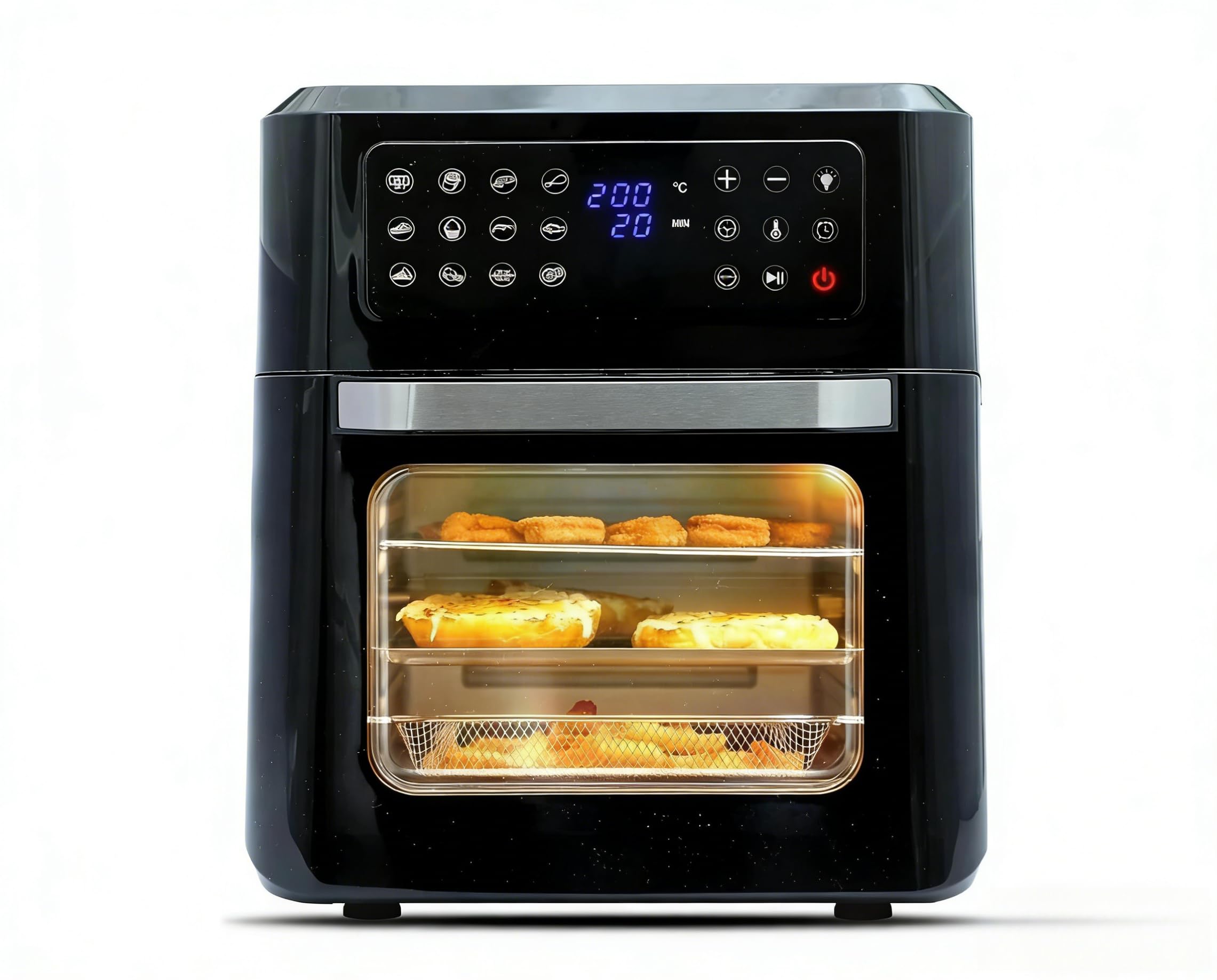 Digital Air Fryer Oven For Home, 12L Large Capacity With 360 Rapid Air Circulation, 12-In-1 Preset Menus, Transparent Viewing Wi