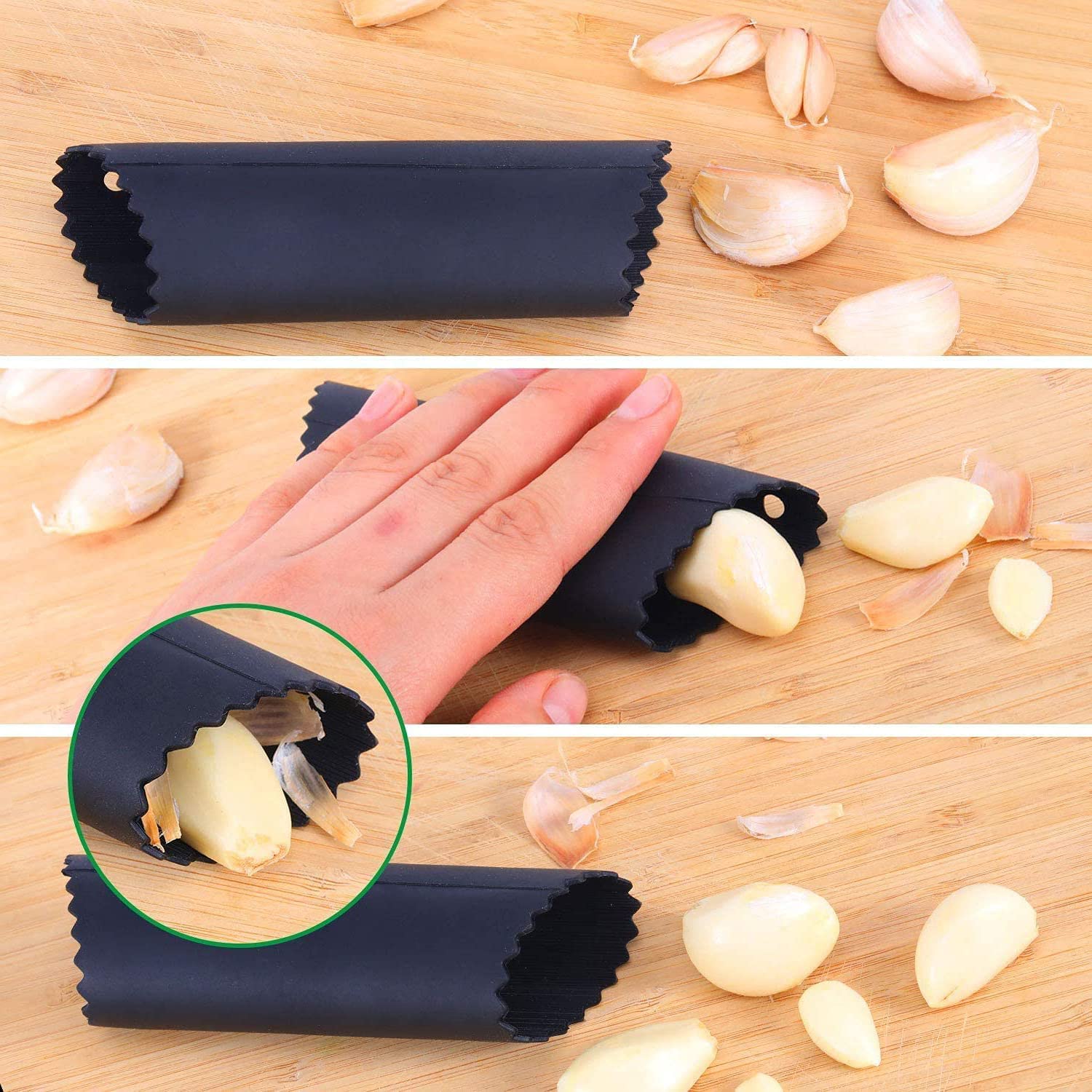 Stainless Steel Garlic Press Rocker - Garlic Mincer Tool Handheld Garlic Crusher Ginger Cutter Garlic Press Cutter - Silicone Ga