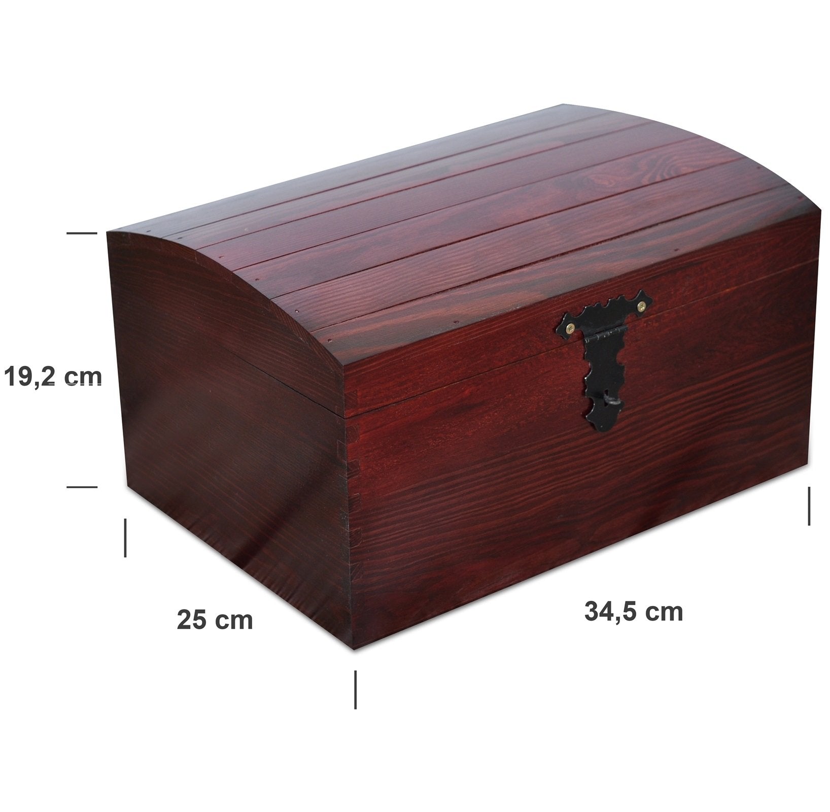 Creative Deco Large Wooden Storage Box Burgundy with Hinged Lid | 13.58x9.84x7.55in | Keepsake Treasure Chest Trunk | Memory Box