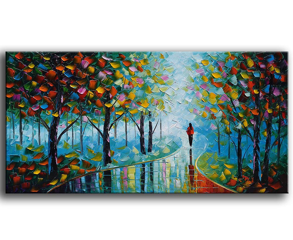 Yasheng Art -Contemporary Landscape Abstract Oil Painting On Canvas Textured Tree Painting Abstract Art Wall Paintings Handmade