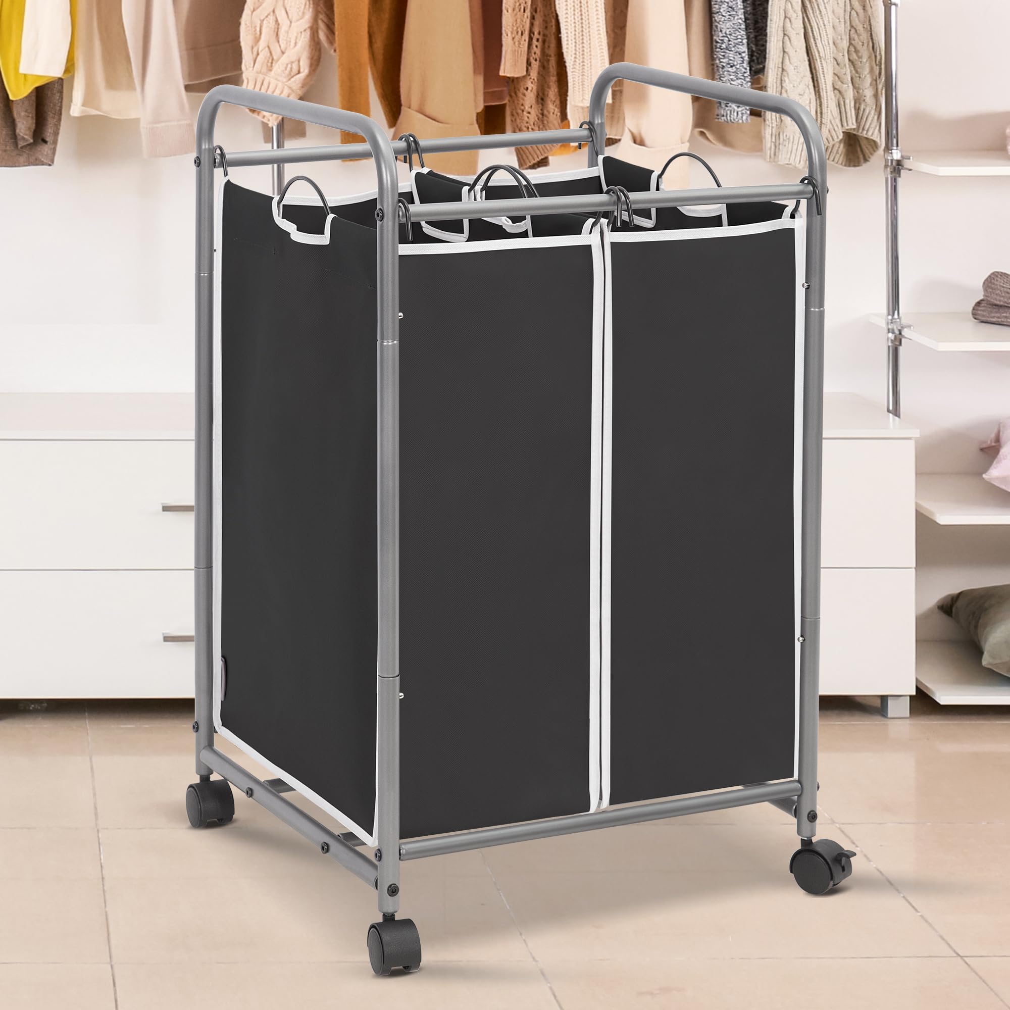 Storage Maniac Laundry Sorter 2 Section, 90 L Laundry Hamper With Wheels, Laundry Basket Sorter, Laundry Separator Hamper, Laund