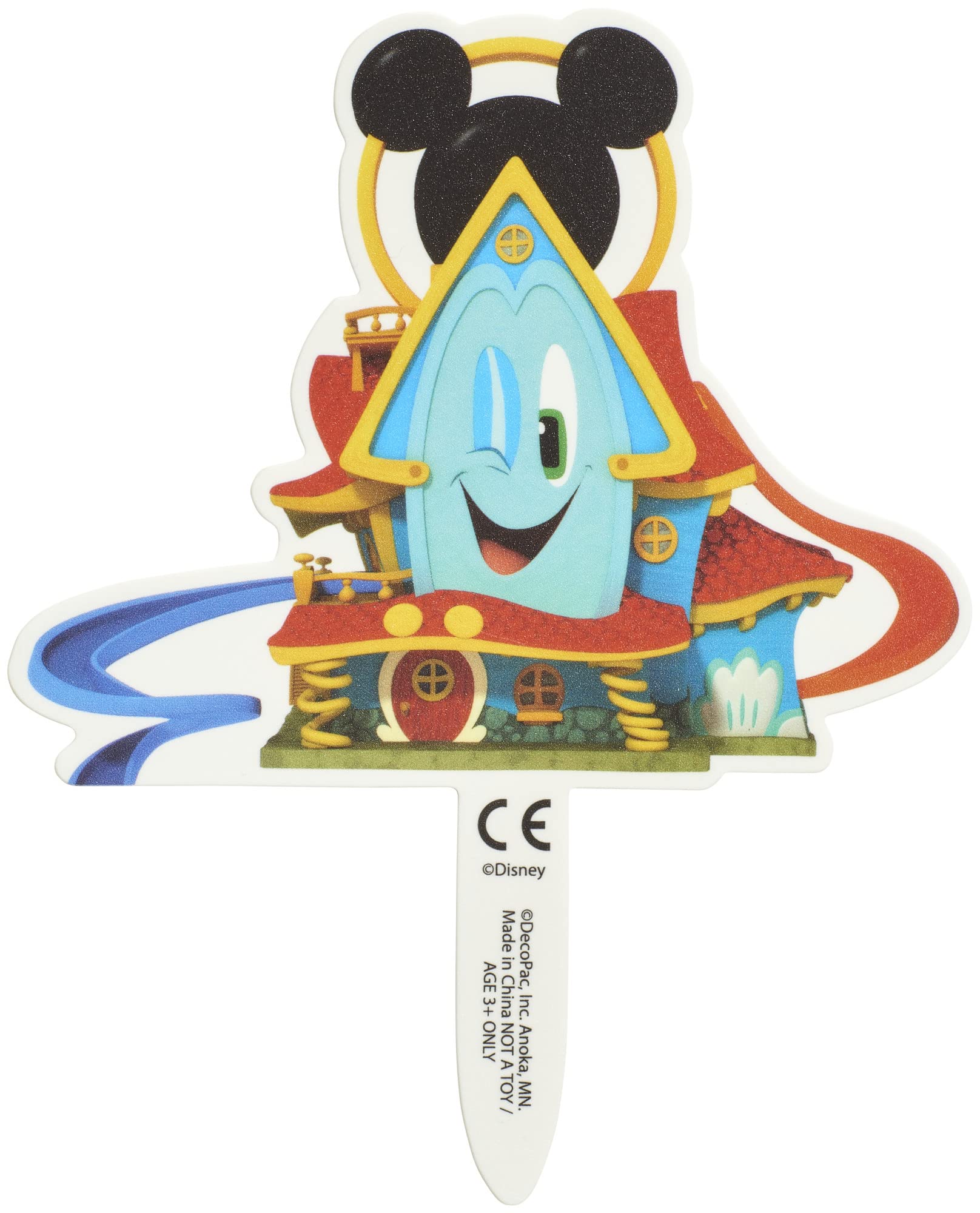 DecoSet Disney Mickey Mouse Funhouse Sweet Adventures  2-Piece Topper Set with Waving Mickey In Car and Pic To Set The Scene  For Birthday  Party  Celebration