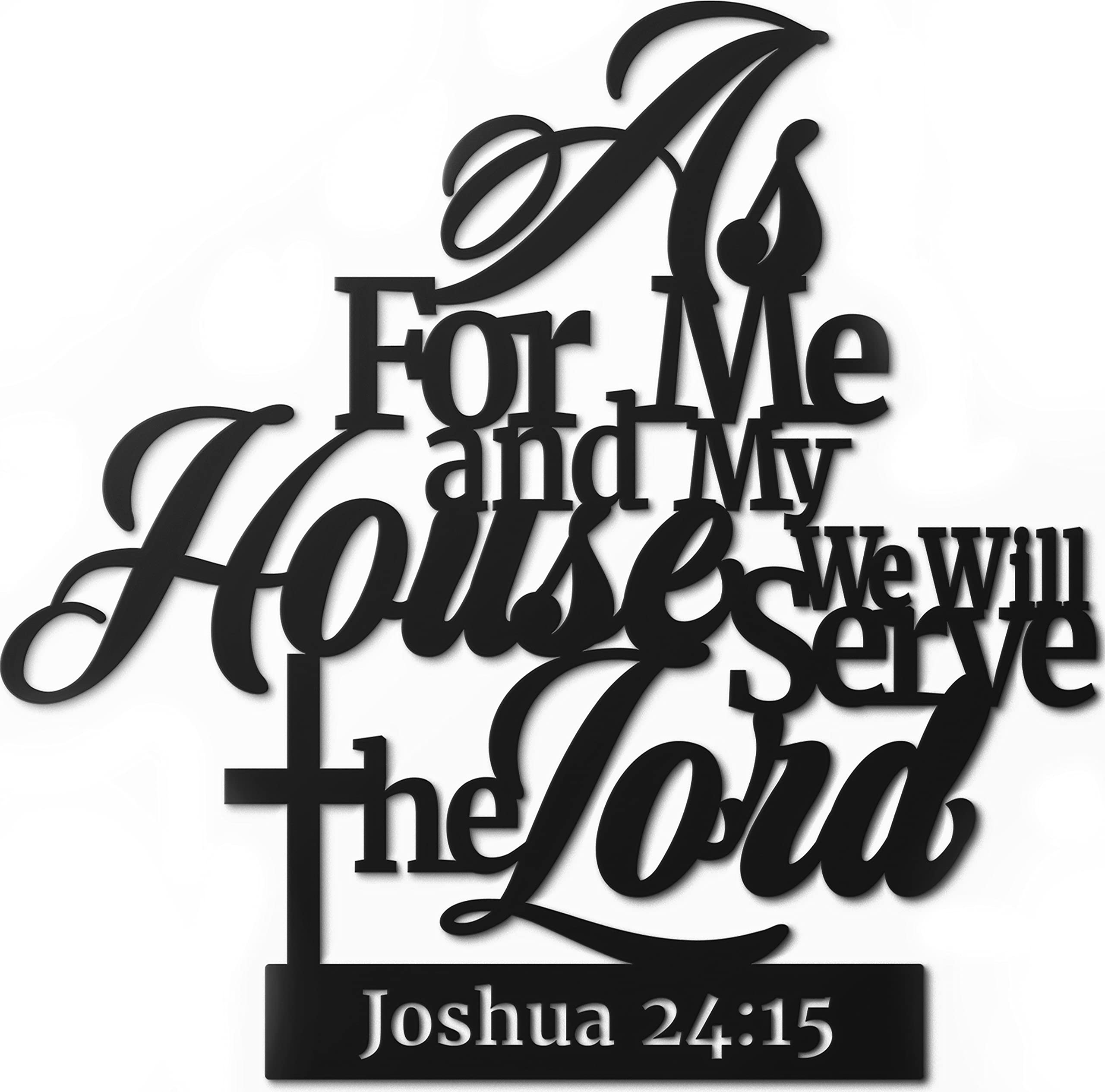 Vivegate As For Me And My House Sign - Metal Bible Verses Wall Decor As For Me And My House Christian Wall Decor (Black 02)