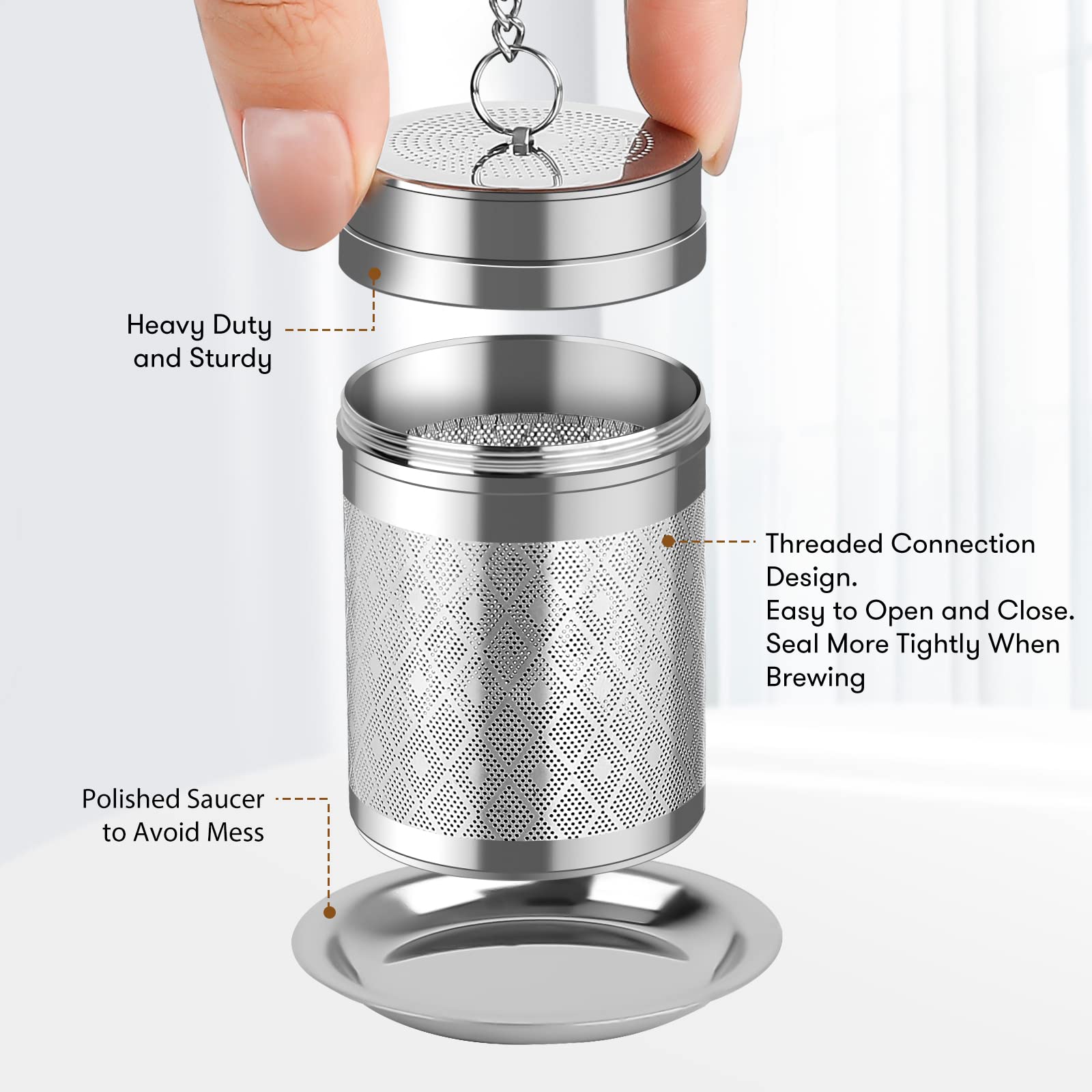 Tea Infusers for Loose Tea  18/8 Stainless Steel Tea Strainer Set  Extra Fine Mesh Tea Steeper for Brew Tea  Spices & Seasoning