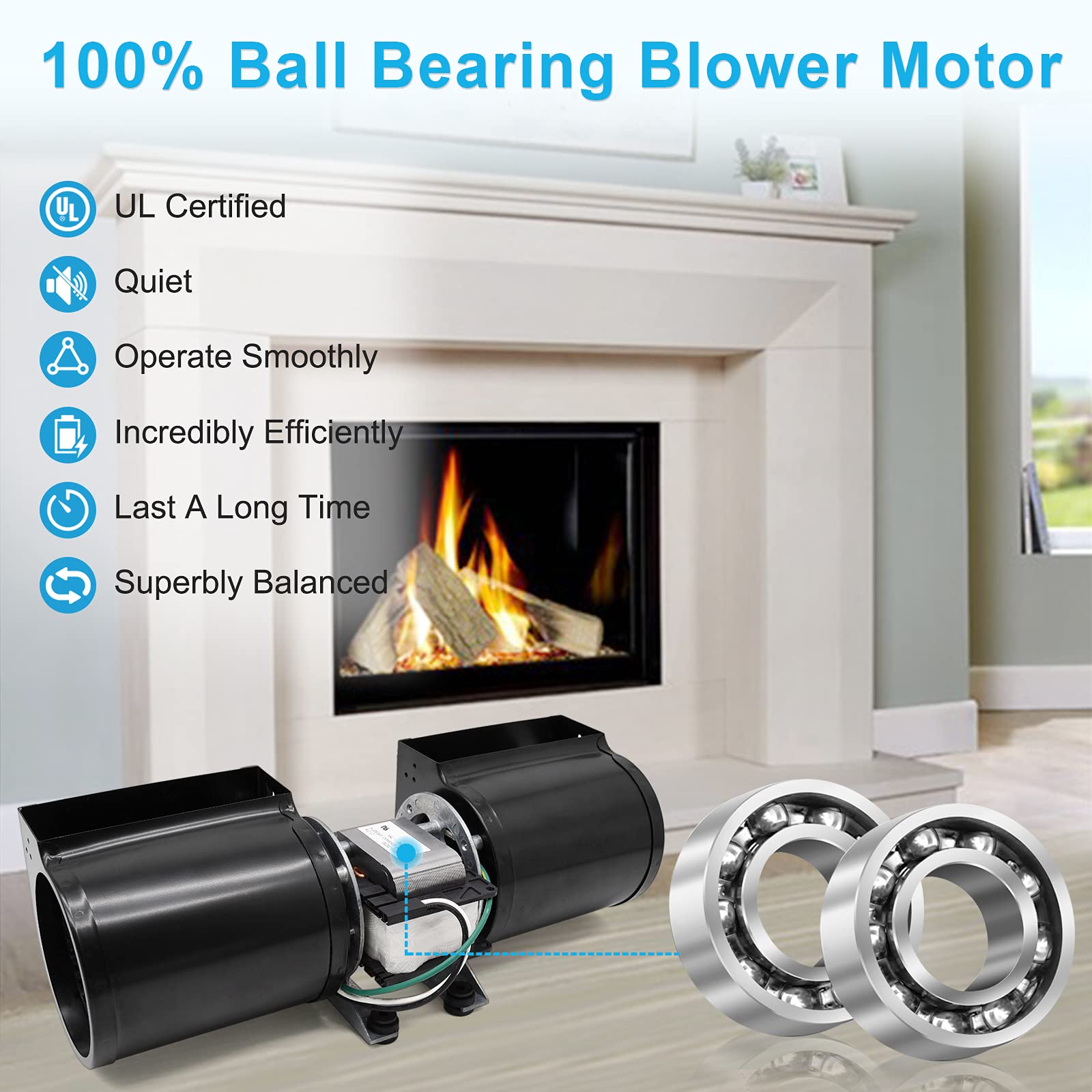 Hipoilk GFK-160A GFK-160 Fireplace Blower Fan Kit for Heat & Glo, Heat N Glo, Heatilator, Quadra-Fire, GTI, and Superior Firepla