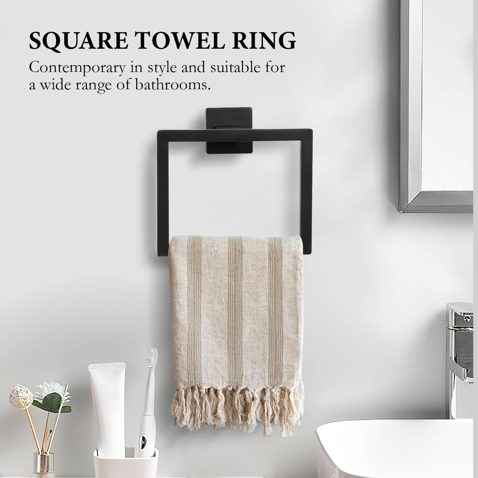 10-Piece Matte Black Bathroom Hardware Set Towel Bar Set For Bathroom Include 24 Inch Towel Bar Towel Ring Tp Holder Coat Hooks
