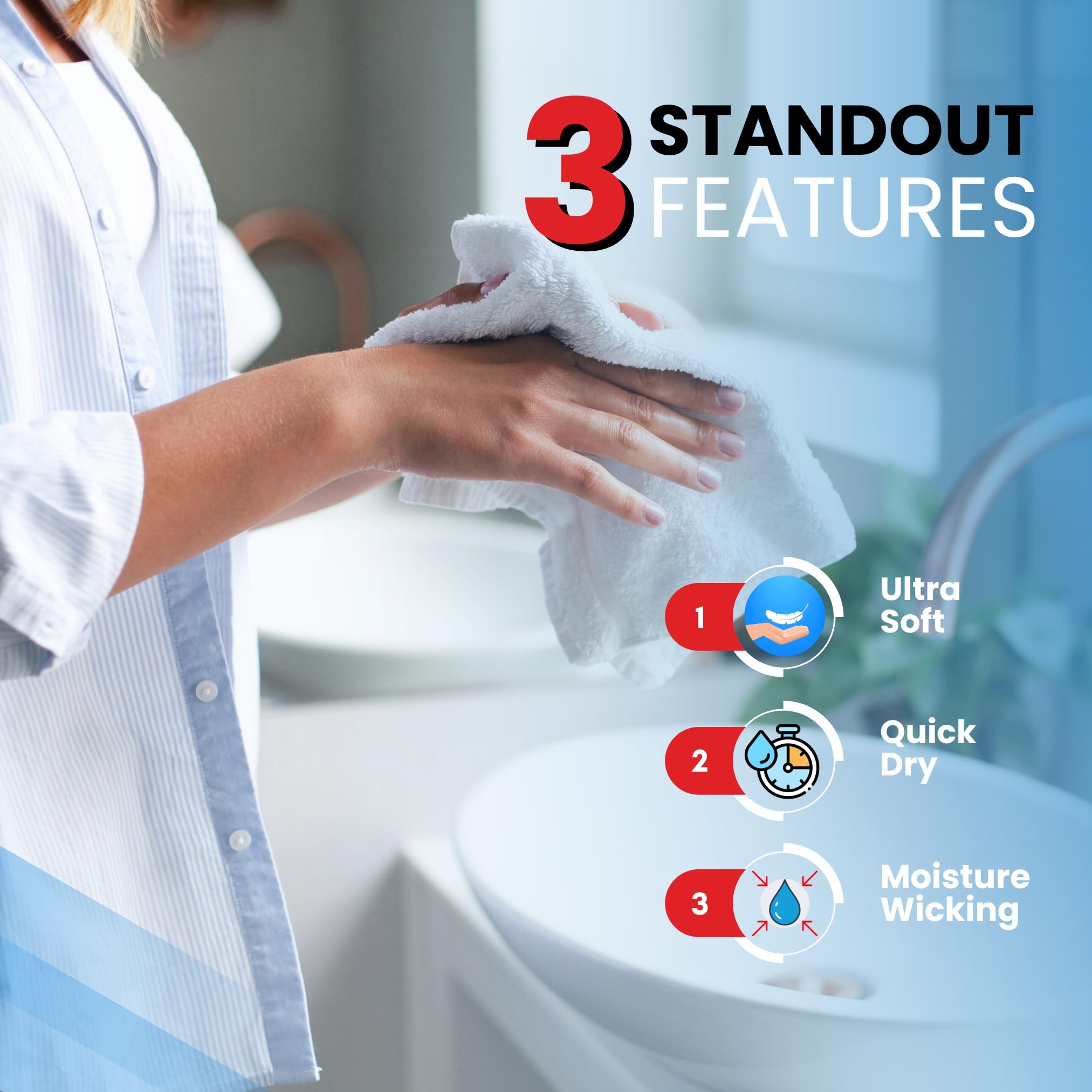 Infinitee Xclusives Premium Wash Cloths For Showering [13X13], 100% Cotton Washcloths [12 Pack], Soft And Absorbent Face Towels