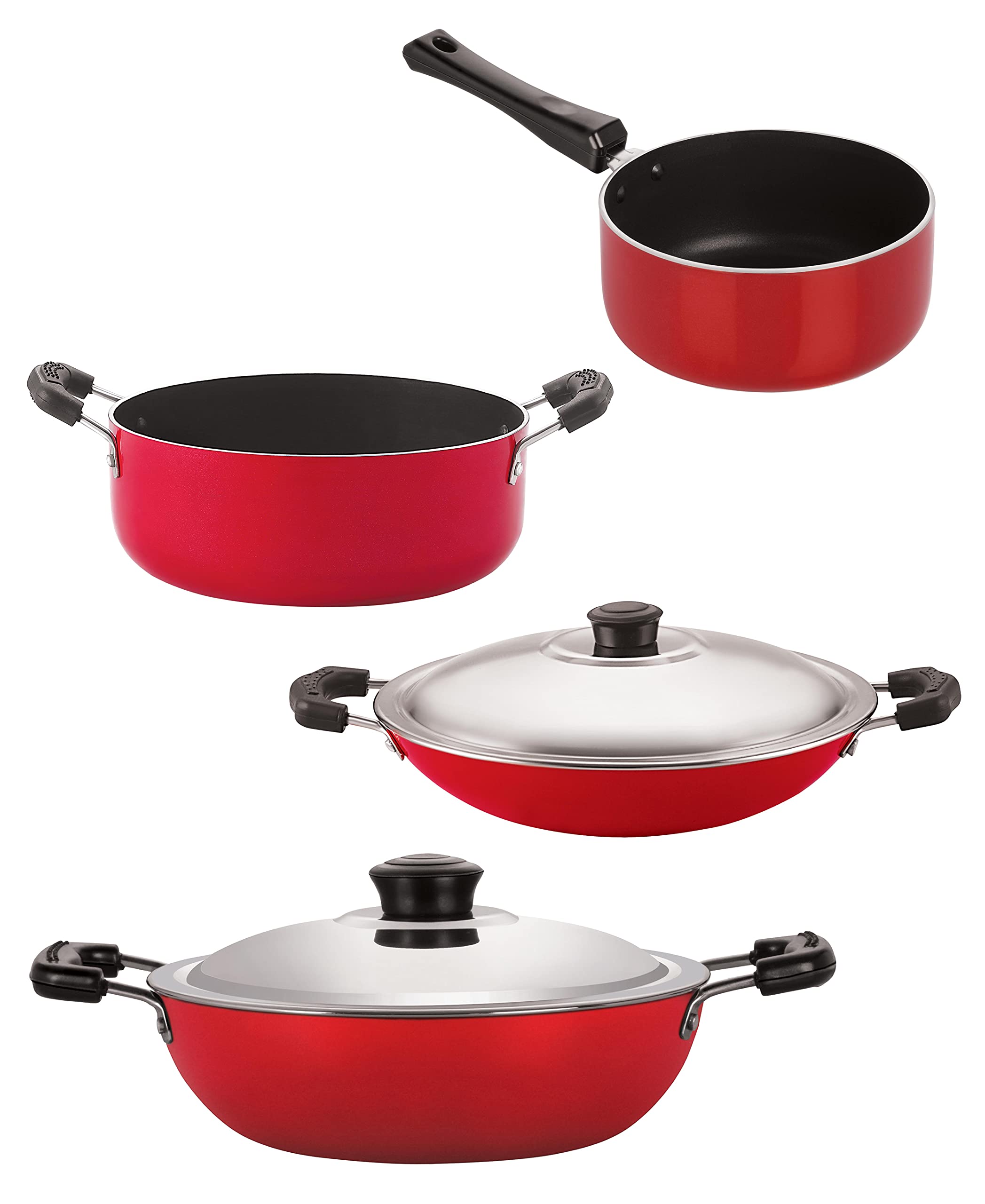 Nirlon Gas Compatible Non Stick Aluminium Cookware Set Of 4Piece (Dkd(J)_Sp(M)_Ac_Cs24)