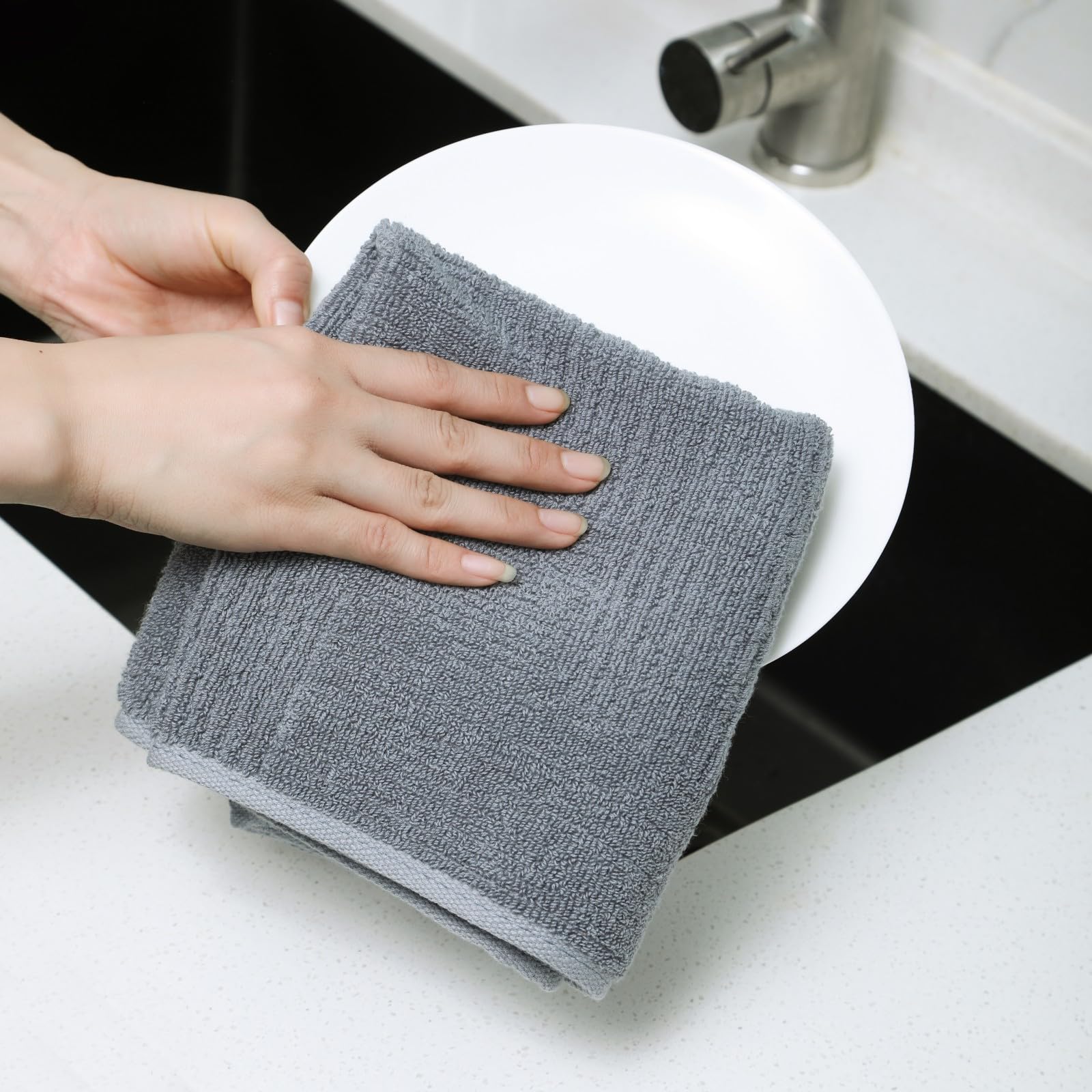 Glynniss Dish Towels For Kitchen, 100% Cotton Terry Cloth Kitchen Towels Pack Of 3, Kitchen Hand Towels For Washing Dishes 16X26