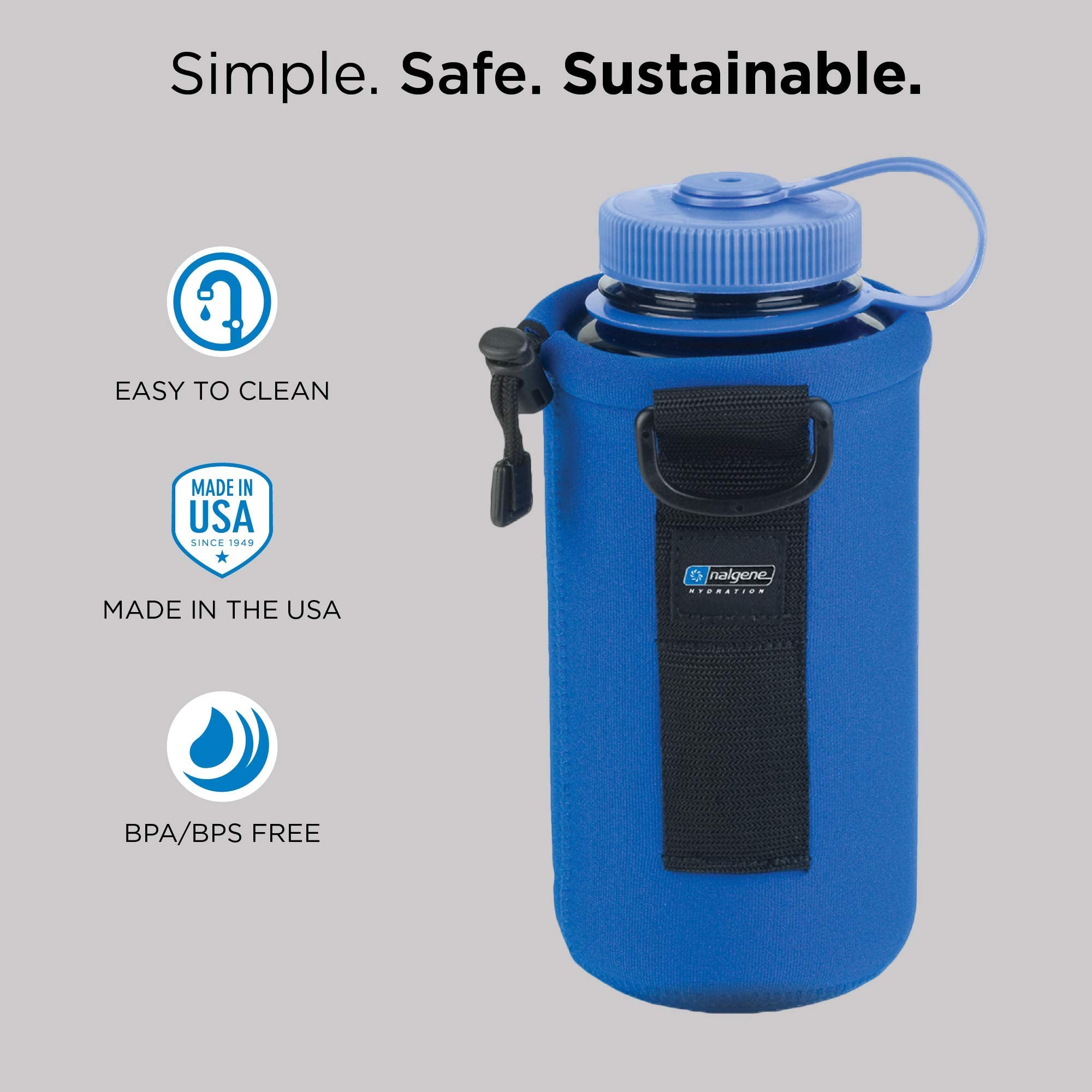 Nalgene Neoprene Bottle Sleeve - Insulated 32 oz Water Bottle Holder - Gray