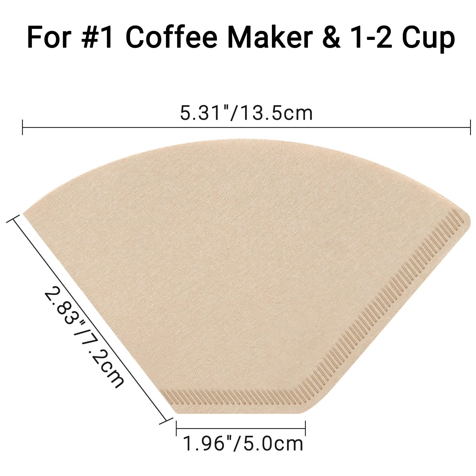 Segarty #1 Coffee Cone Filters, 100 Count Pack Size 1-2 Cup Natural Unbleached Brown Paper Disposable Pour Over Maker Basket Dri