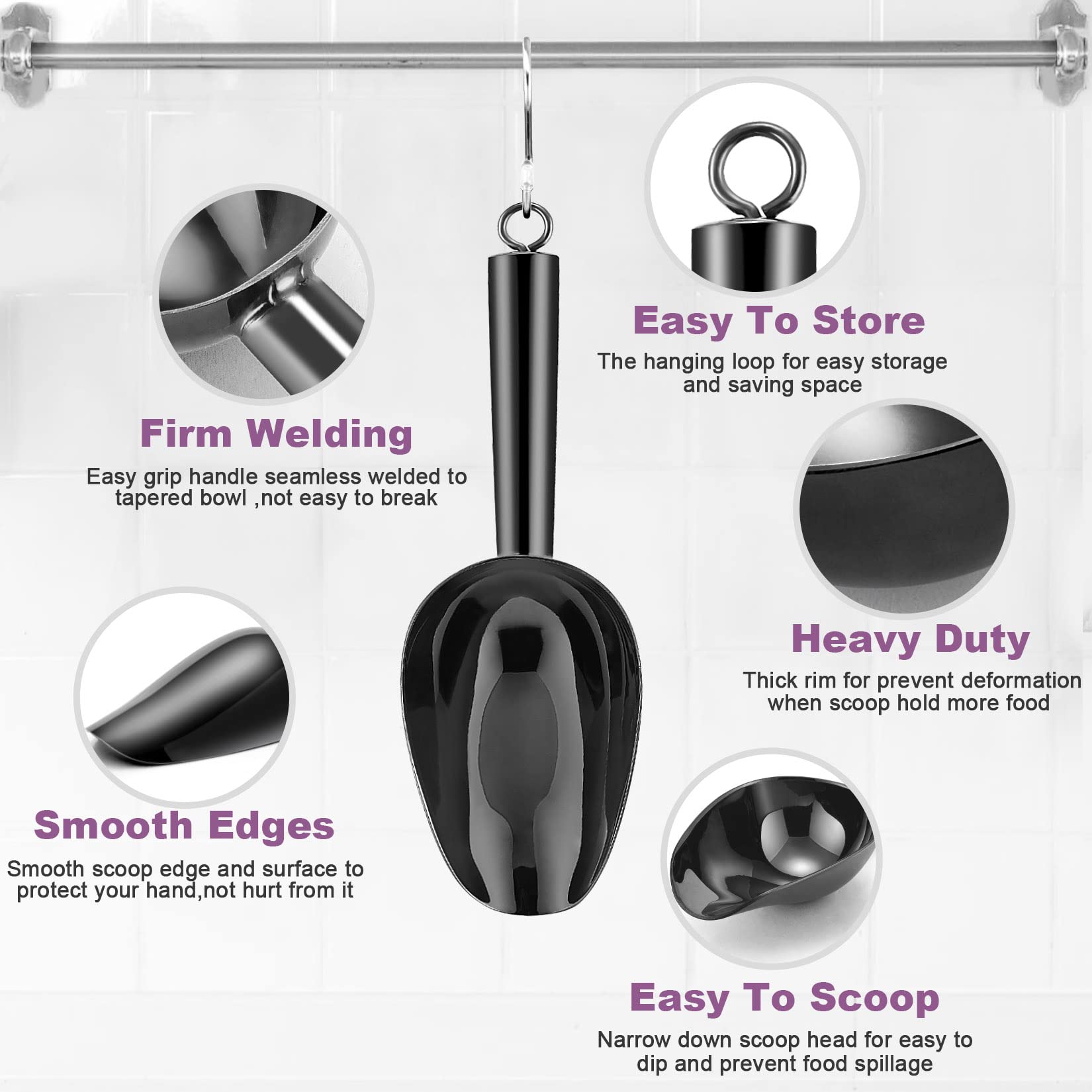 3Oz Mini Scoop Set Of 2, P&P Chef Stainless Steel Small Candy Sweet Ice Cube Scoop For Home Bar Buffet Wedding, Canisters Scoops