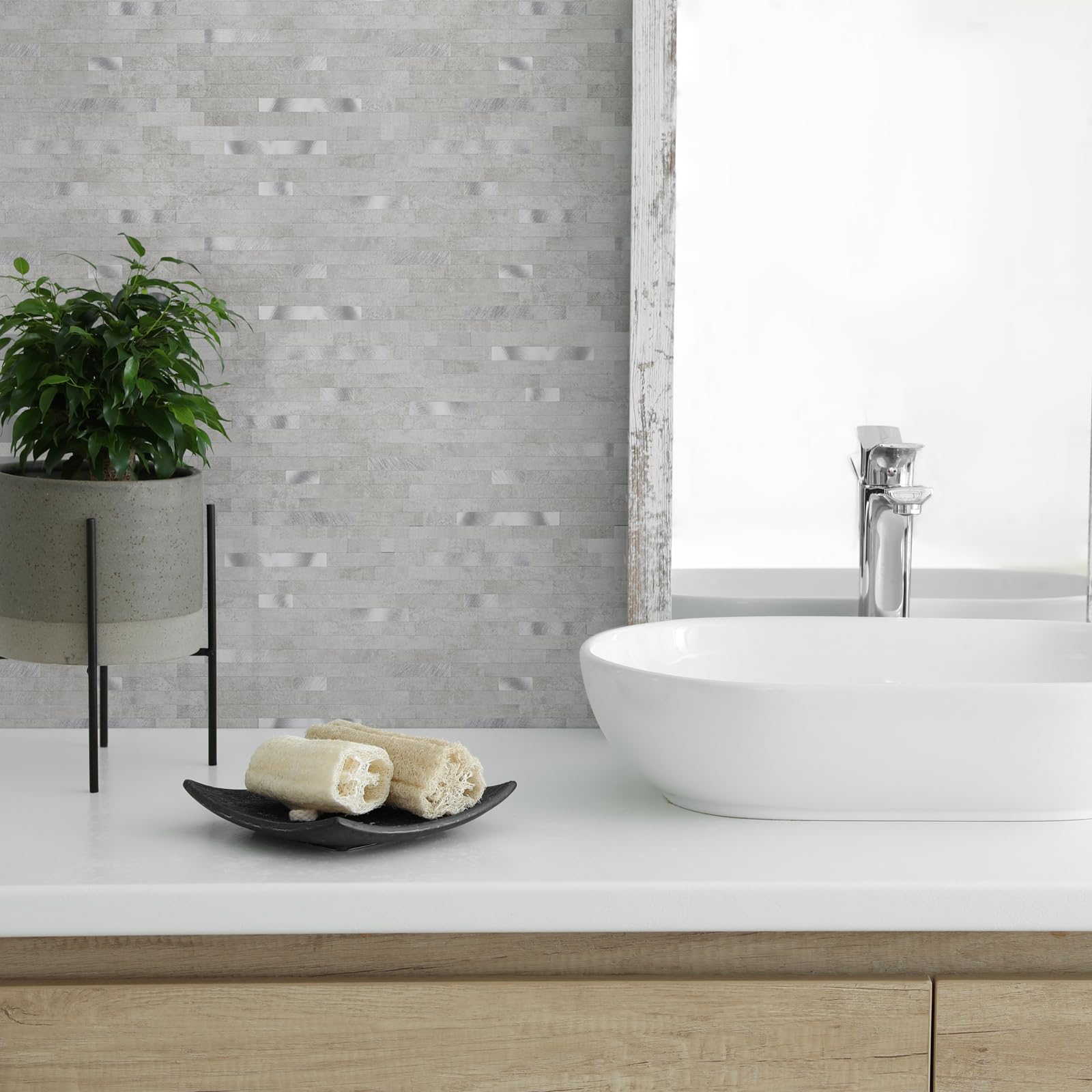 10 - Sheet Peel and Stick Backsplash Wall Tile, PVC Kitchen Backsplash, Stick on Tiles for Backsplash Kitchen (12   X 12  , Whit