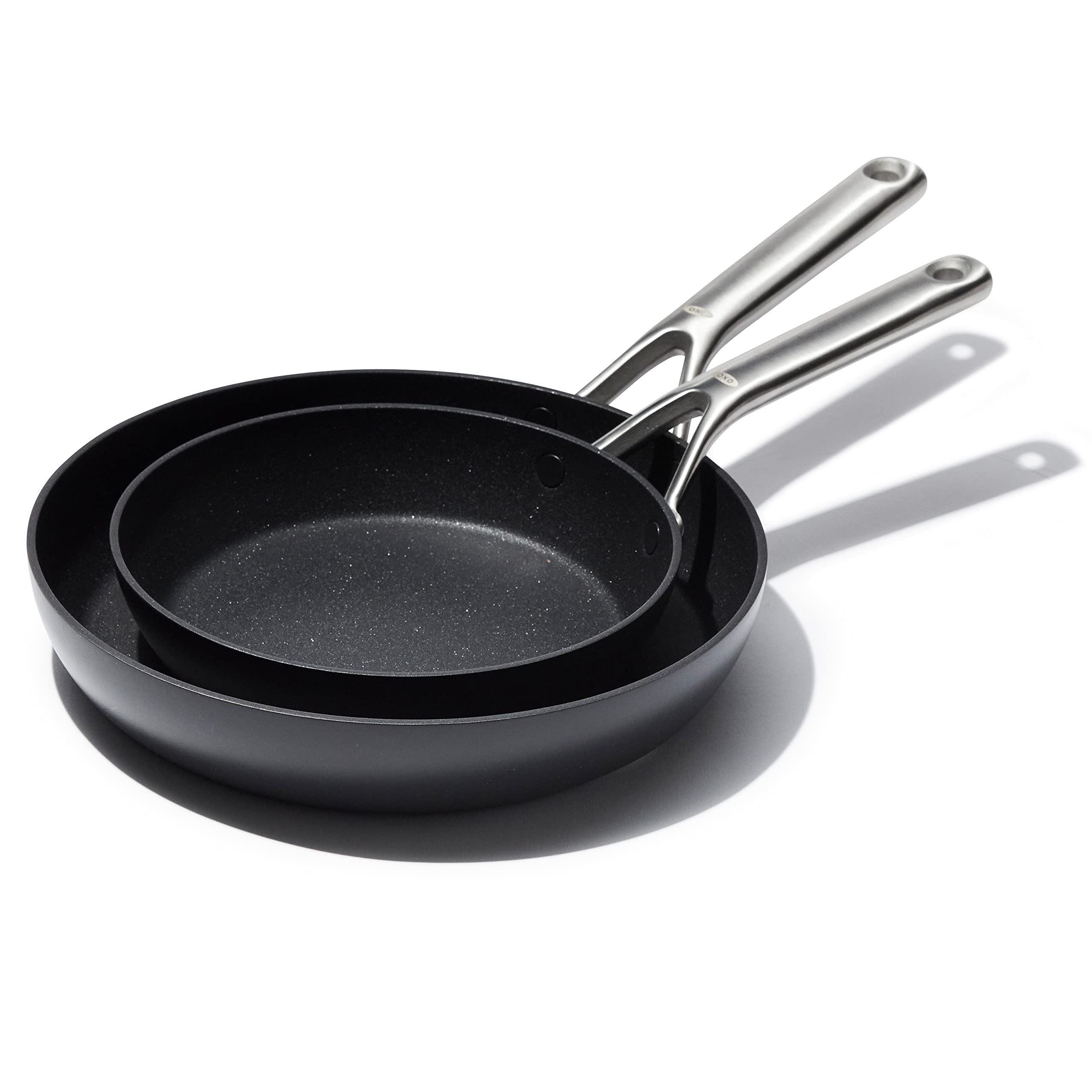 OXO Professional 8 and 10 Frying Pan Skillet Set, Hard Anodized Ceramic Nonstick Cookware PFAS-Free, Stainless Steel, Induction 