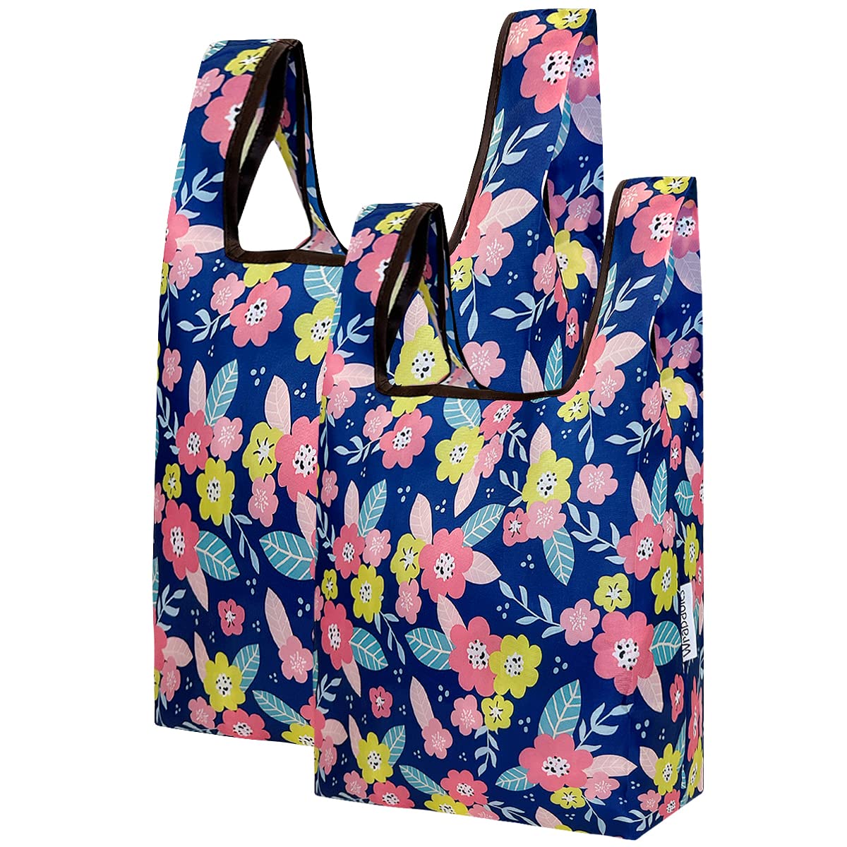 Wrapables Jolibag Collection Reusable Shopping Bag (Set Of 2), Pink & Blue Flowers
