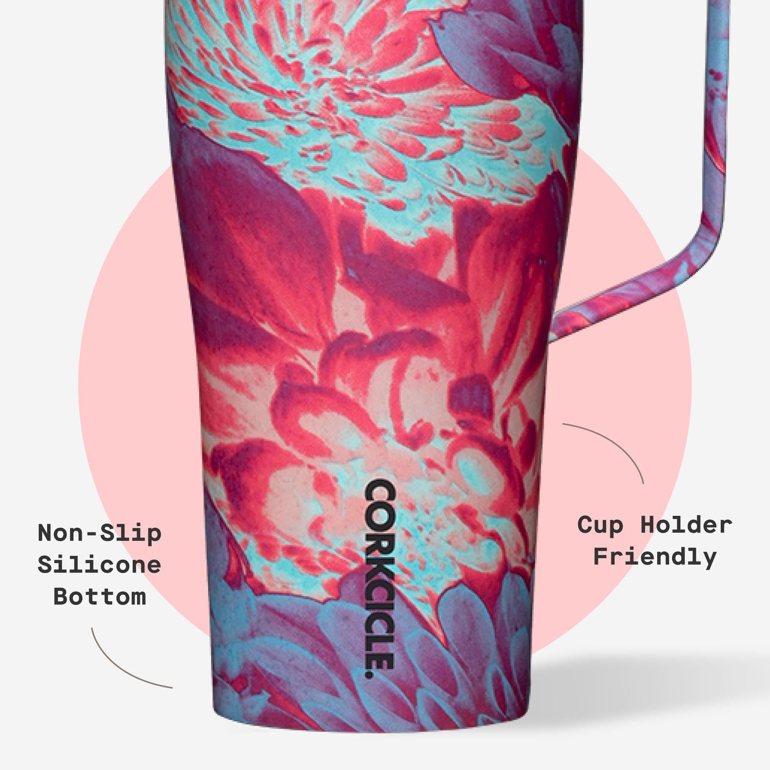 Corkcicle Cold Cup XL - Insulated Tumbler with Handle - Keeps Drinks Cold 12 Hours - Triple-Insulated - Spill-Proof Lid - Summer