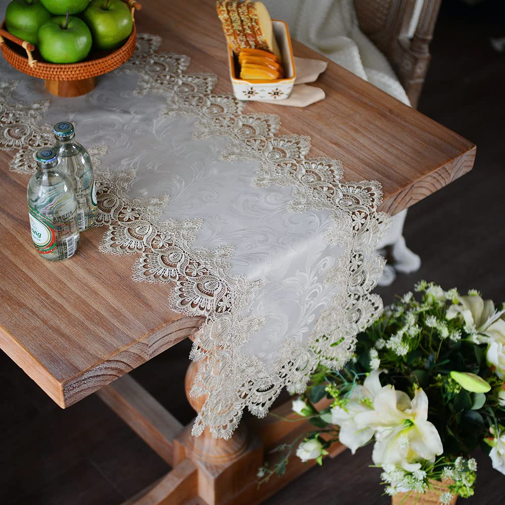 Artable Lace Table Runner Macrame Farmhouse Boho Christmas Rustic Embroidered Dresser Scarf Oblong For Wedding Shower Kitchen Ou