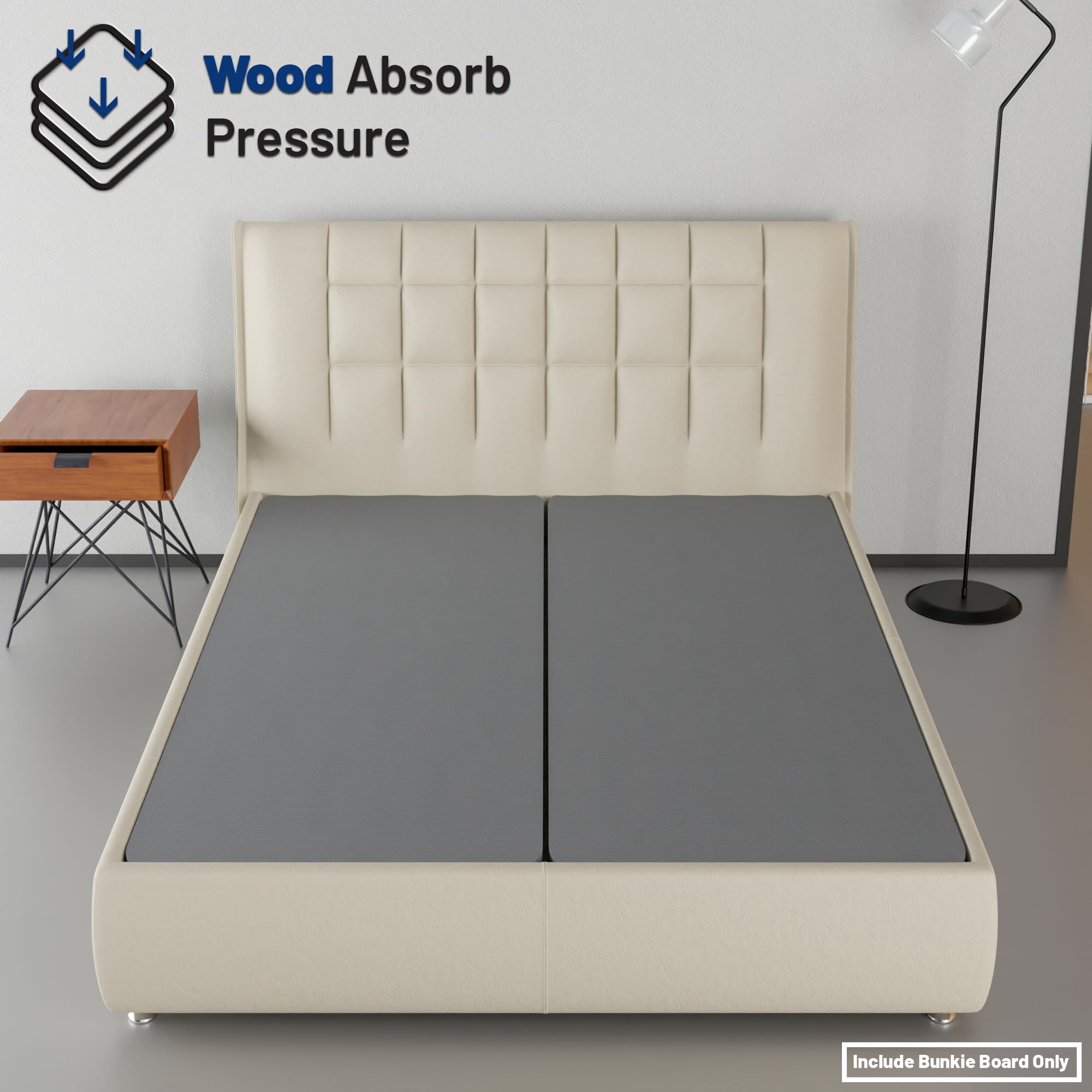 Spinal Solution, 1.5-Inch Split Bunkie Board For Mattress/Bed Support - Fully Assembled, Improved Comfort And Support, Full, Gra