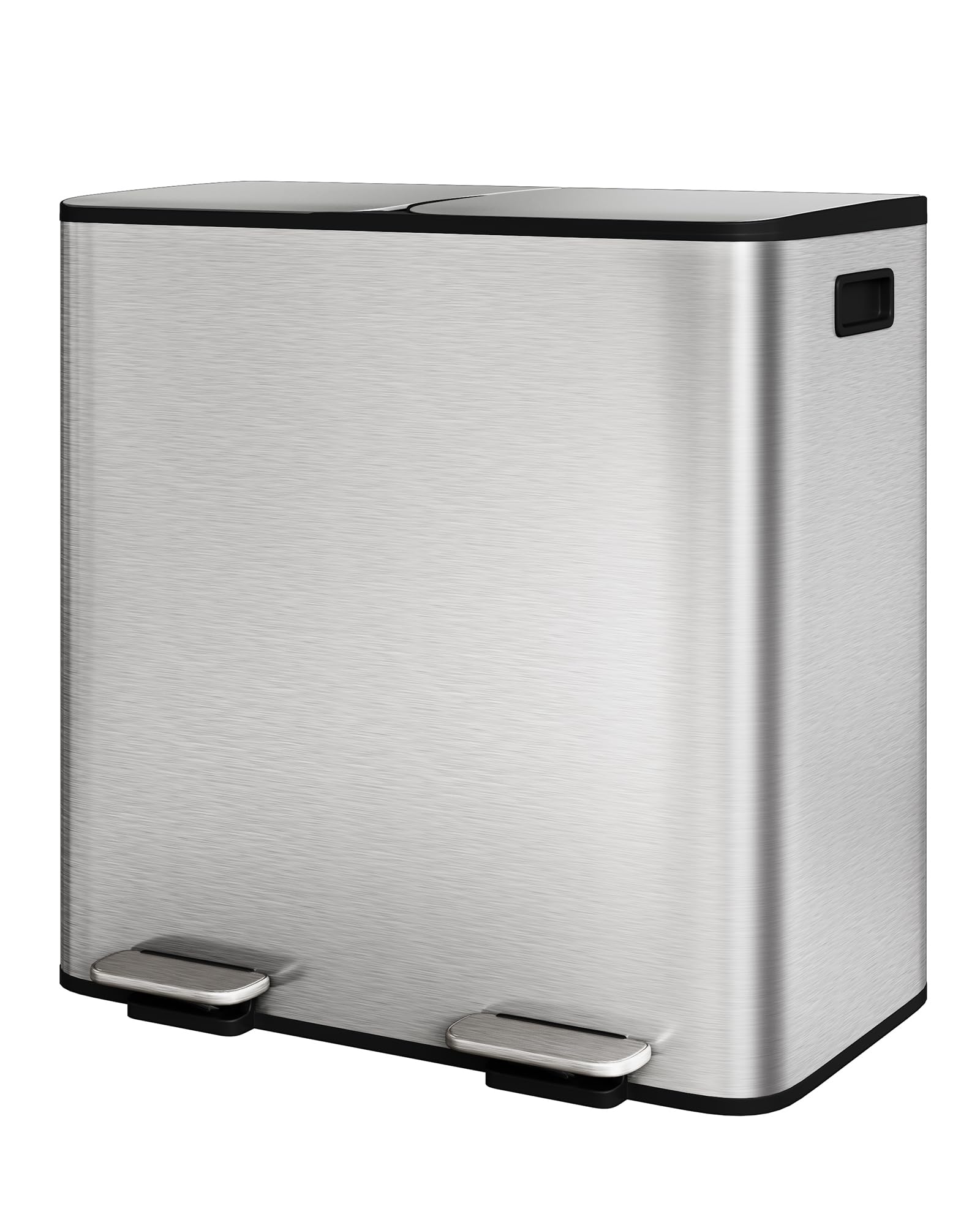 GarveeHome 2 x 10.6 gal Stainless Steel Double Trash Can with Lid for Kitchen, Large Dual Trash and Recycle Bin Combo, Step-on K