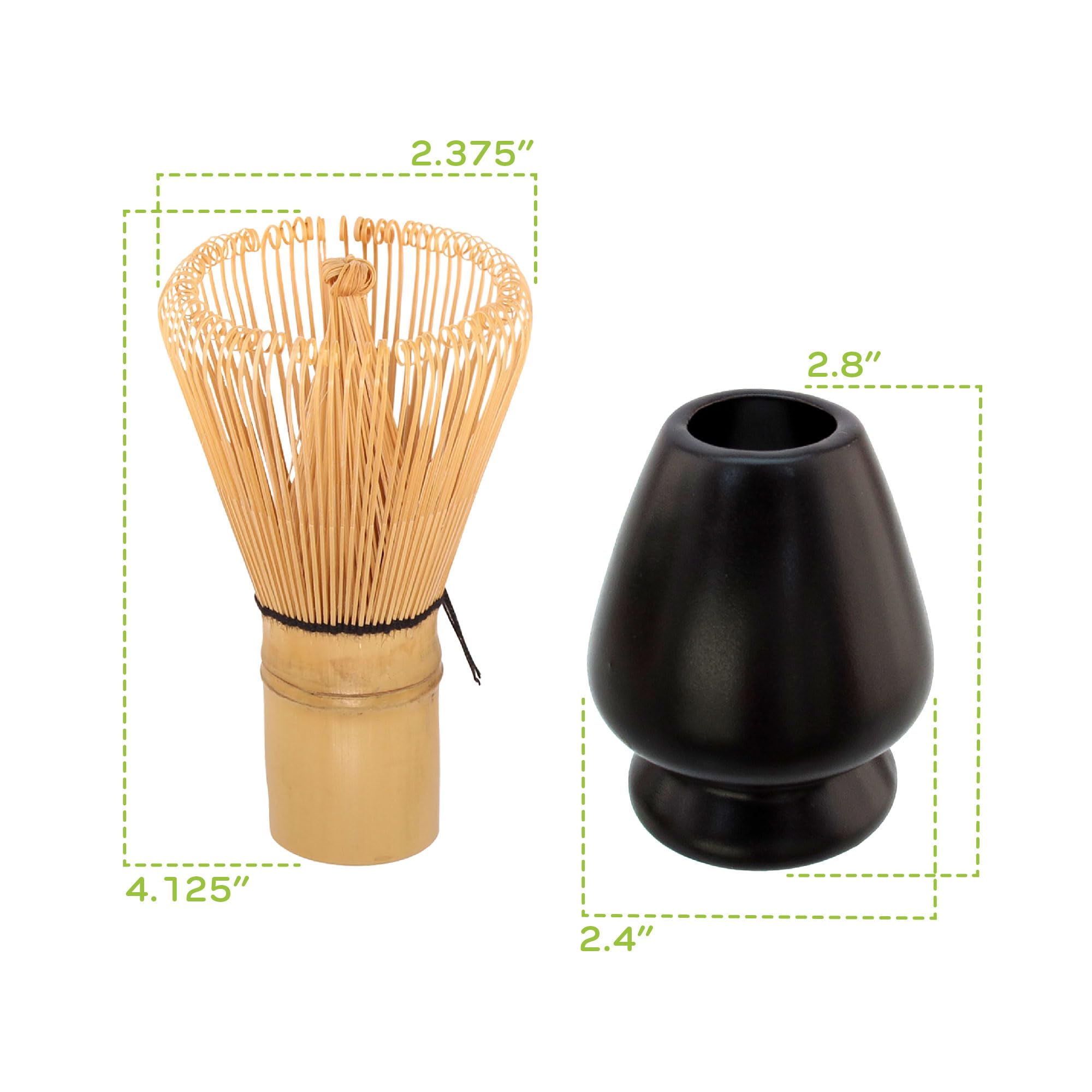 Matcha Tea Whisk Set - Bamboo Whisk And Whisk Holder - Black